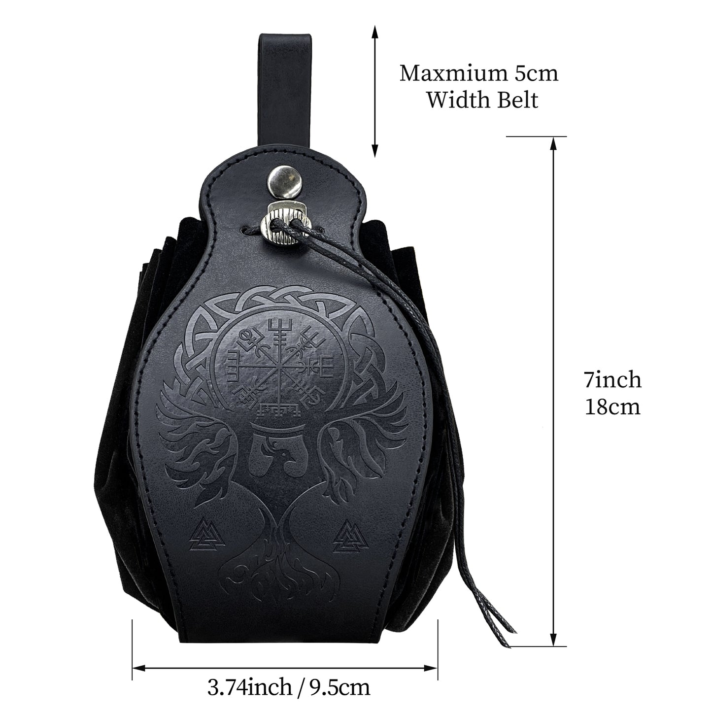 HiiFeuer Medieval Faux Leather Pouch, Portable Drawstring Purse, Vintage Belt Pouch Dice Bag For LARP Ren Faire