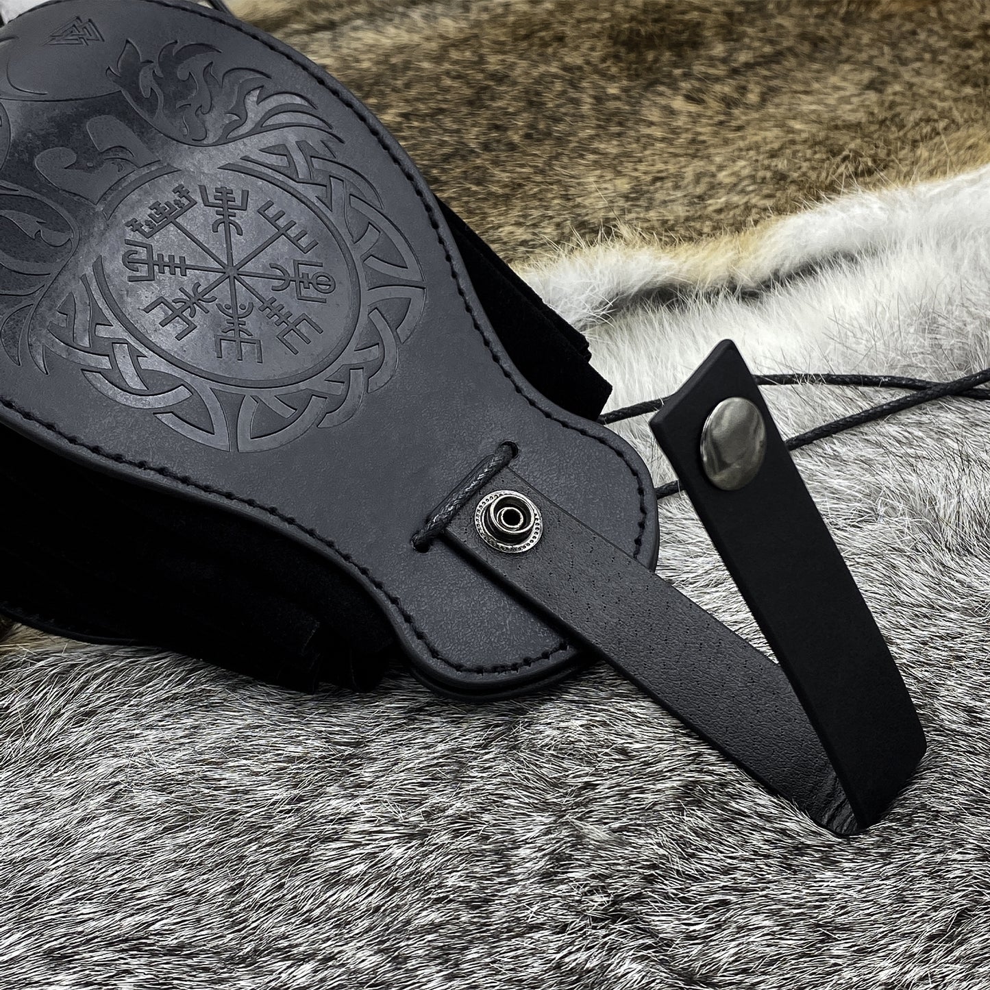 HiiFeuer Medieval Faux Leather Pouch, Portable Drawstring Purse, Vintage Belt Pouch Dice Bag For LARP Ren Faire