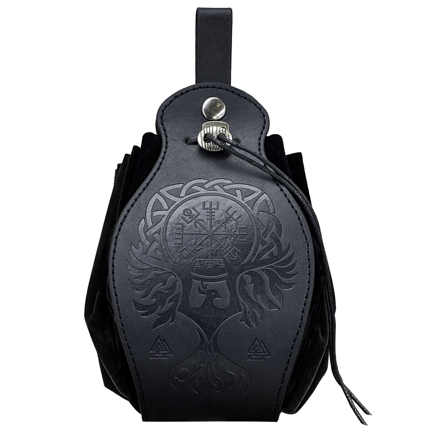 HiiFeuer Medieval Faux Leather Pouch, Portable Drawstring Purse, Vintage Belt Pouch Dice Bag For LARP Ren Faire