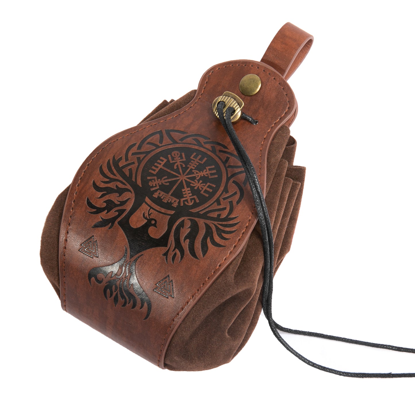 HiiFeuer Medieval Faux Leather Pouch, Portable Drawstring Purse, Vintage Belt Pouch Dice Bag For LARP Ren Faire