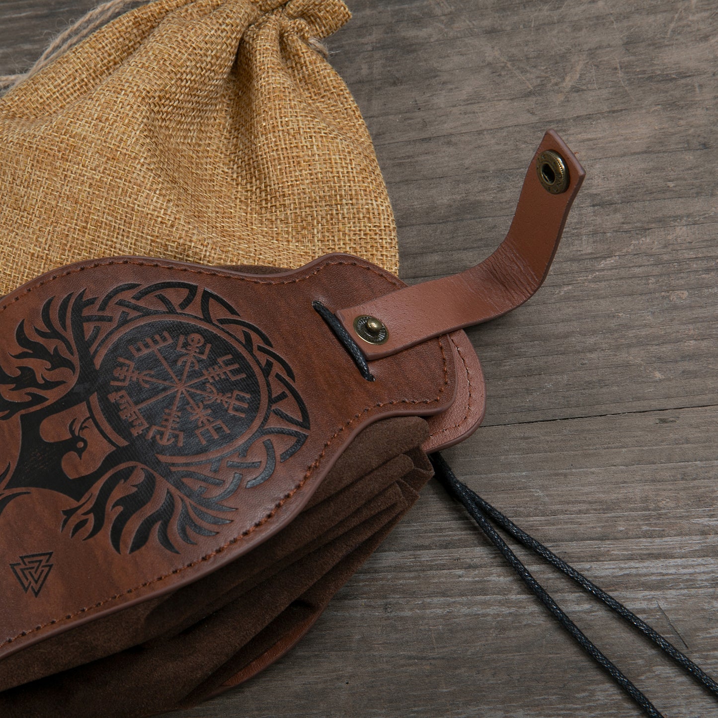 HiiFeuer Medieval Faux Leather Pouch, Portable Drawstring Purse, Vintage Belt Pouch Dice Bag For LARP Ren Faire