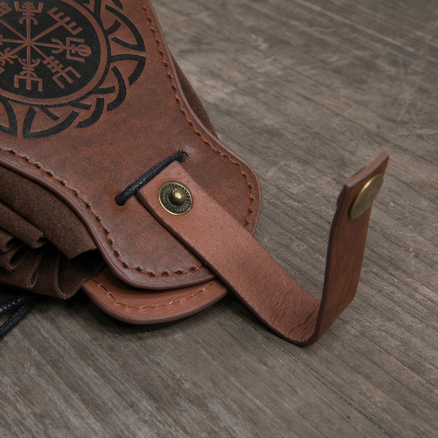 HiiFeuer Medieval Faux Leather Pouch, Portable Drawstring Purse, Vintage Belt Pouch Dice Bag For LARP Ren Faire