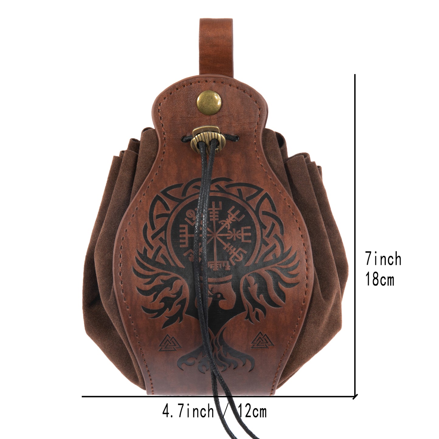 HiiFeuer Medieval Faux Leather Pouch, Portable Drawstring Purse, Vintage Belt Pouch Dice Bag For LARP Ren Faire
