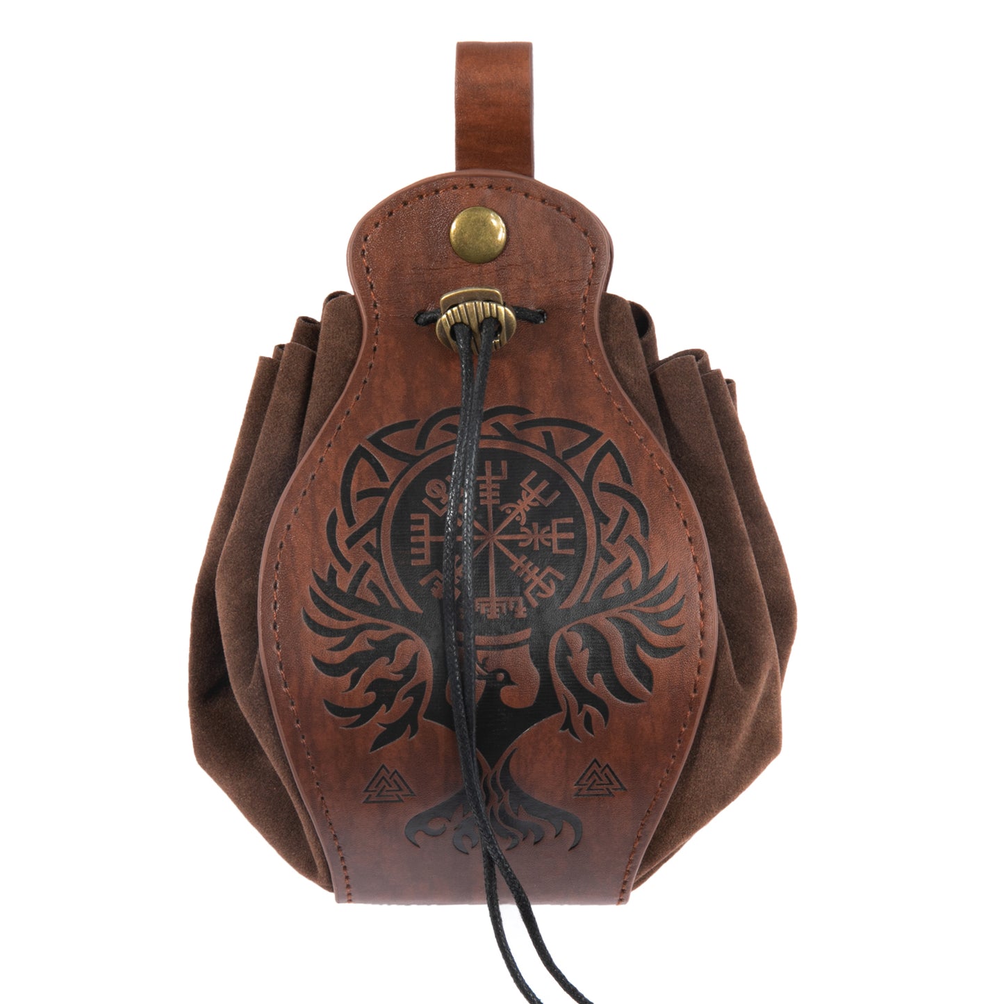 HiiFeuer Medieval Faux Leather Pouch, Portable Drawstring Purse, Vintage Belt Pouch Dice Bag For LARP Ren Faire