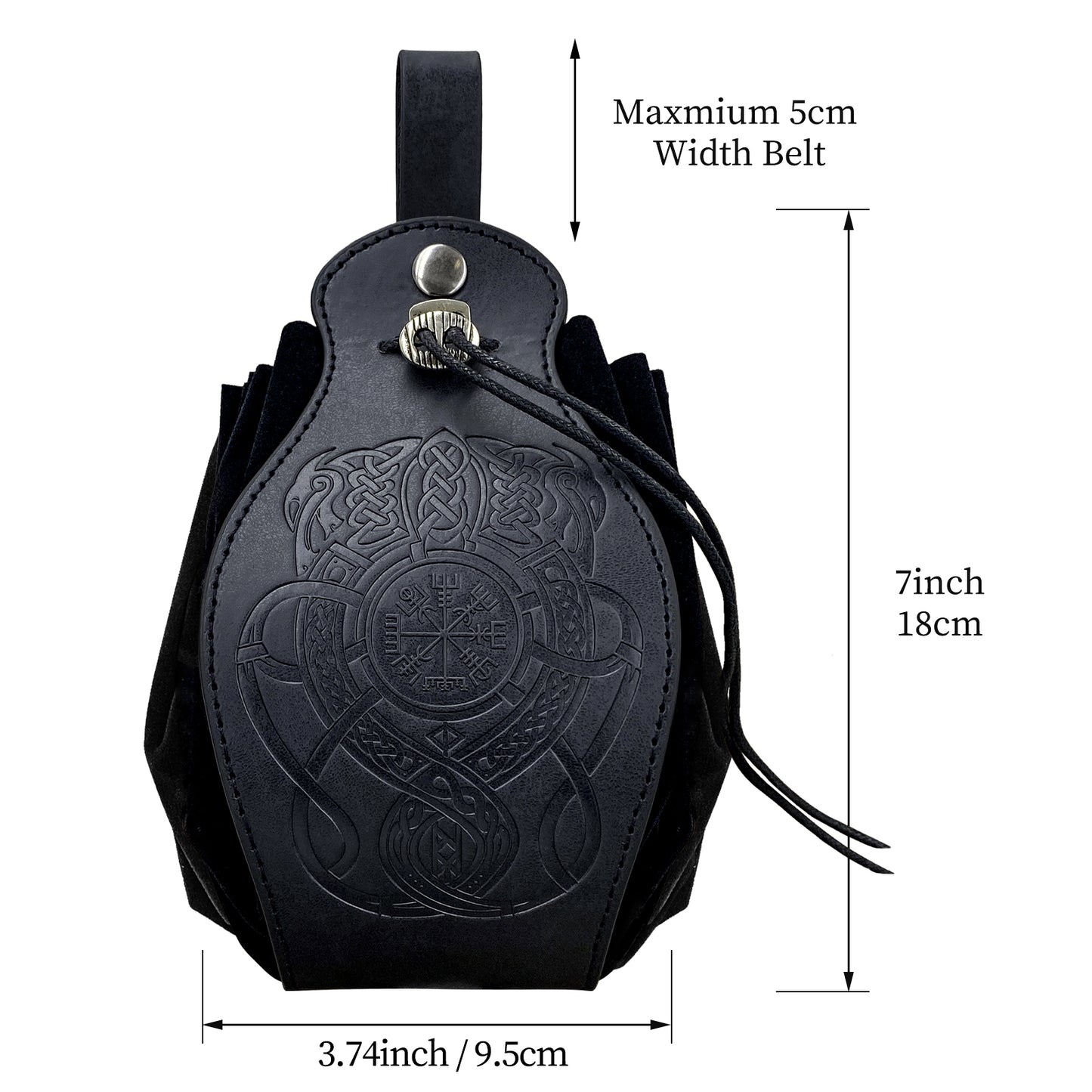 HiiFeuer Medieval Faux Leather Pouch, Portable Drawstring Purse, Vintage Belt Pouch Dice Bag For LARP Ren Faire