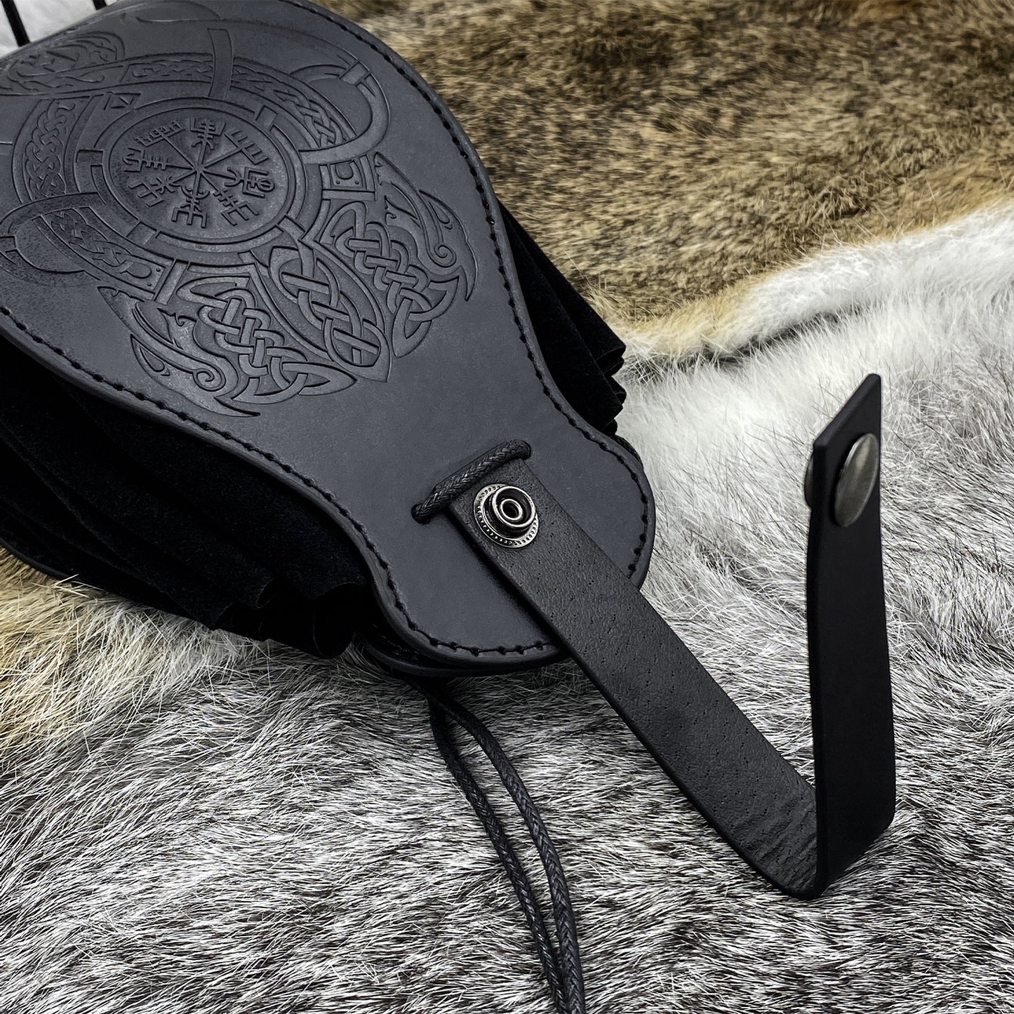 HiiFeuer Medieval Faux Leather Pouch, Portable Drawstring Purse, Vintage Belt Pouch Dice Bag For LARP Ren Faire