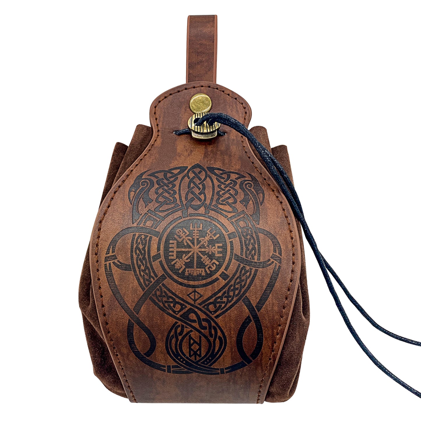 HiiFeuer Medieval Faux Leather Pouch, Portable Drawstring Purse, Vintage Belt Pouch Dice Bag For LARP Ren Faire