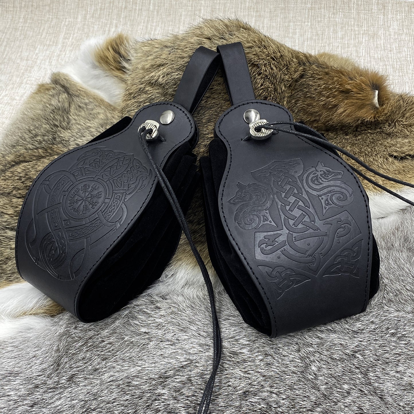 HiiFeuer Medieval Faux Leather Pouch, Portable Drawstring Purse, Vintage Belt Pouch Dice Bag For LARP Ren Faire