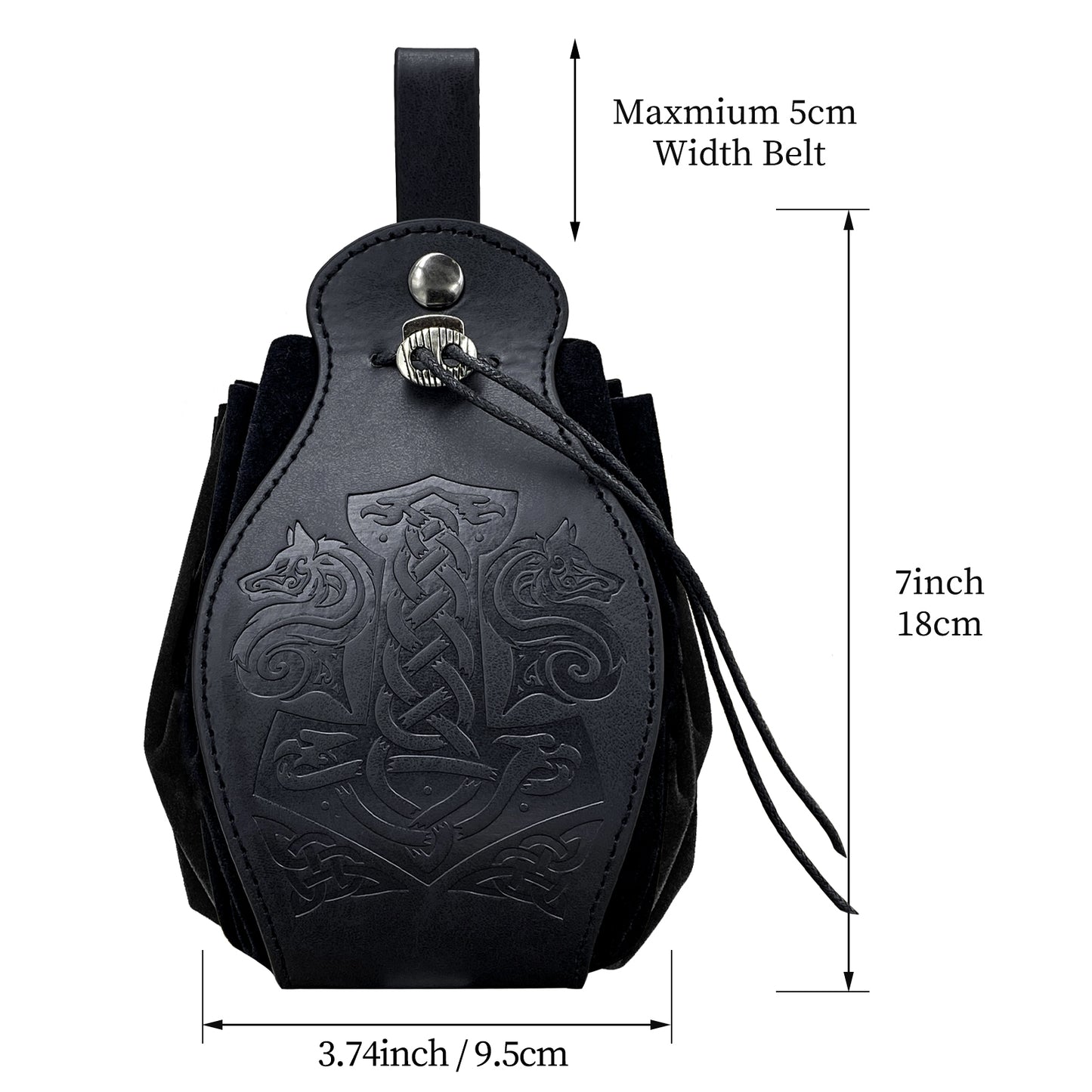 HiiFeuer Medieval Faux Leather Pouch, Portable Drawstring Purse, Vintage Belt Pouch Dice Bag For LARP Ren Faire