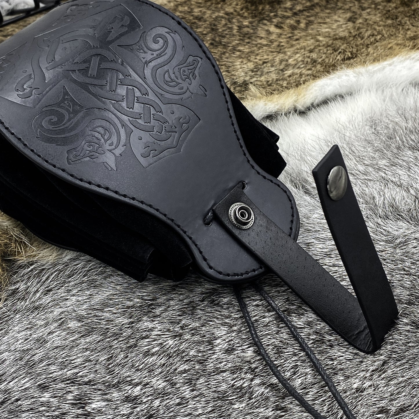 HiiFeuer Medieval Faux Leather Pouch, Portable Drawstring Purse, Vintage Belt Pouch Dice Bag For LARP Ren Faire