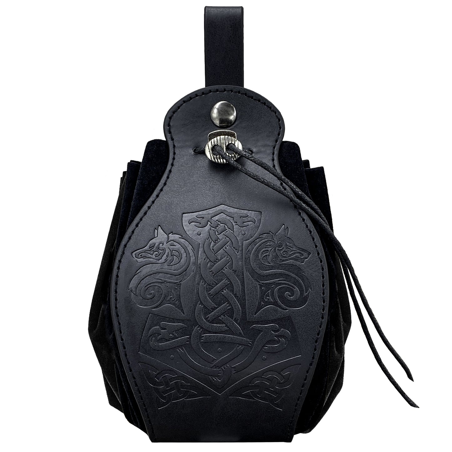 HiiFeuer Medieval Faux Leather Pouch, Portable Drawstring Purse, Vintage Belt Pouch Dice Bag For LARP Ren Faire