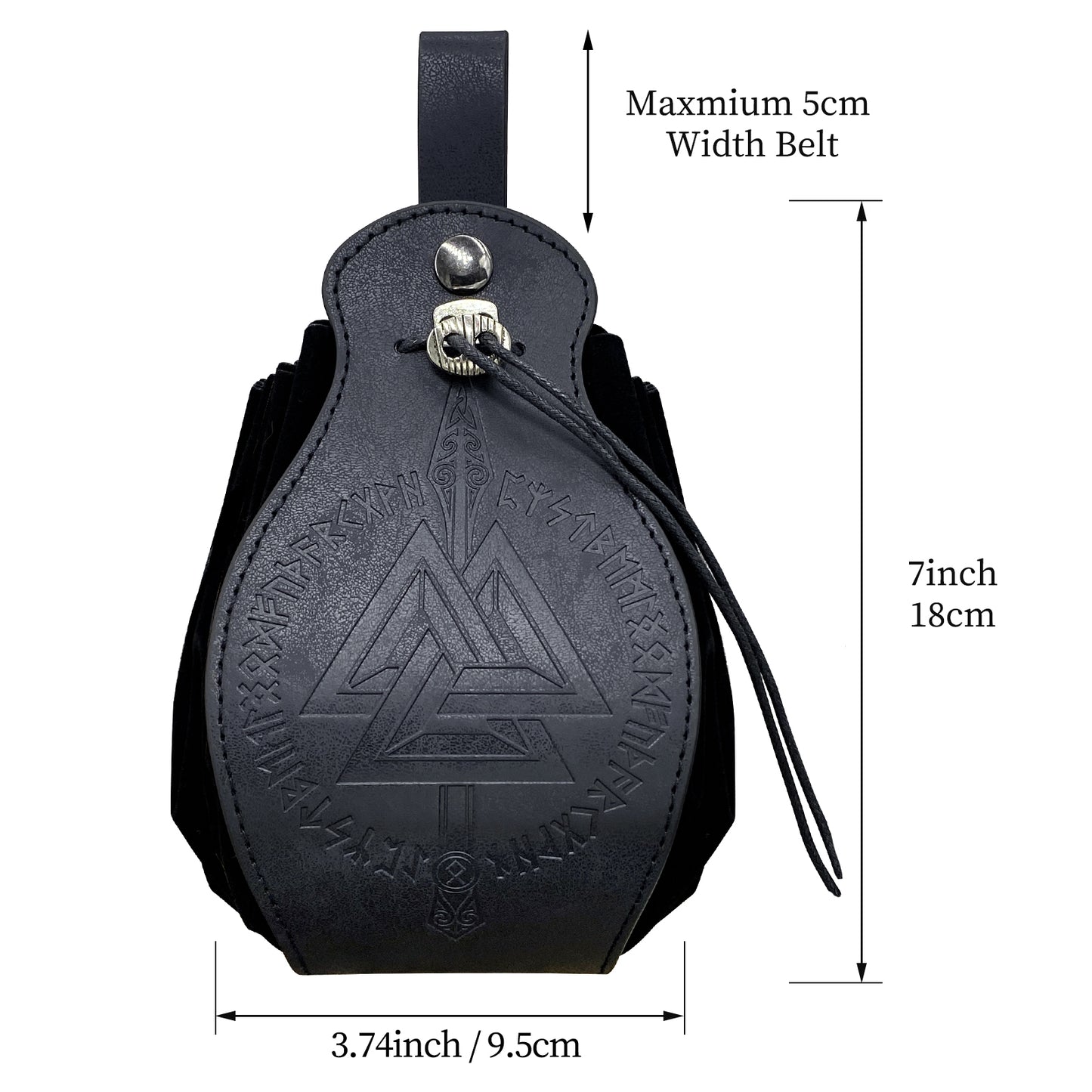 HiiFeuer Medieval Faux Leather Pouch, Portable Drawstring Purse, Vintage Belt Pouch Dice Bag For LARP Ren Faire