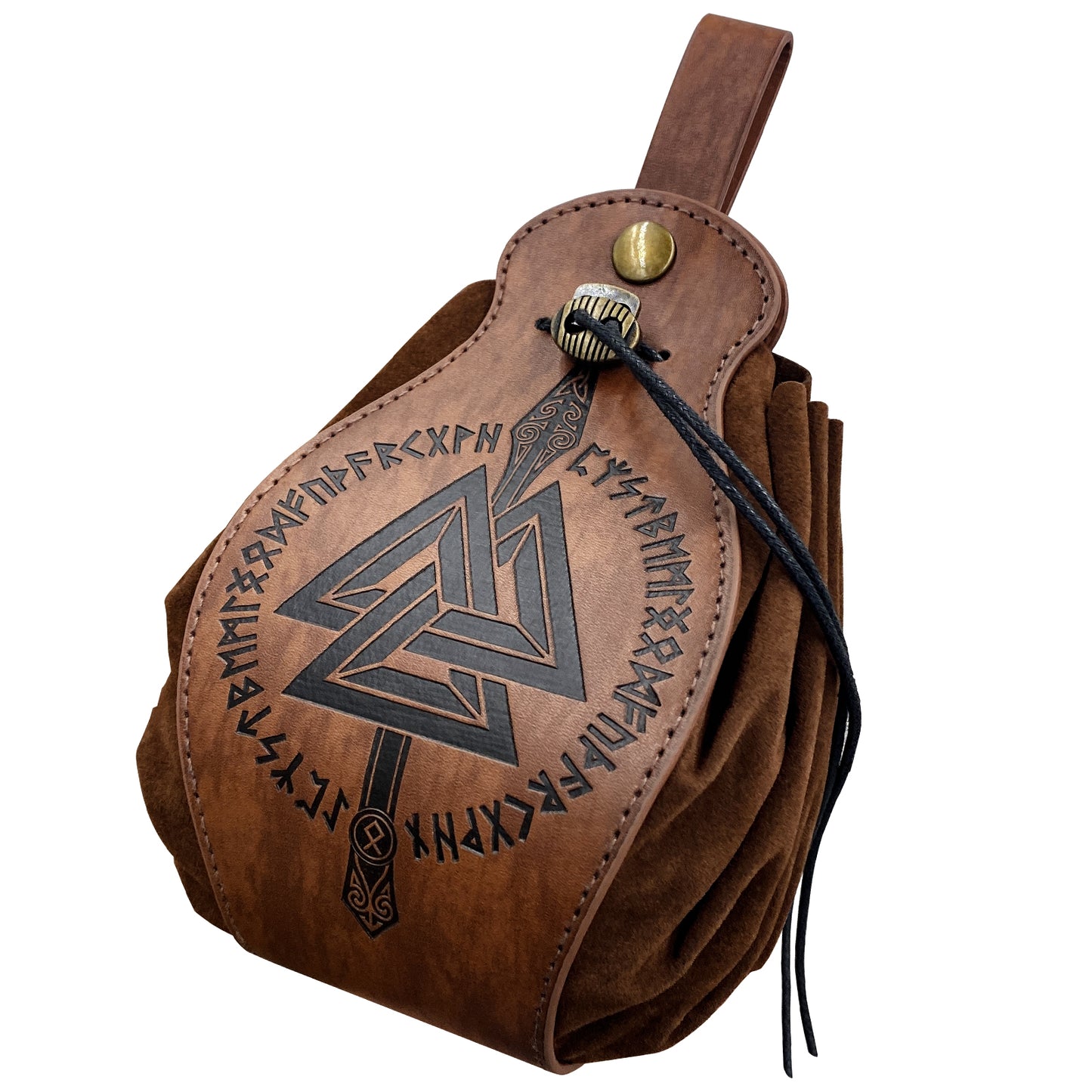 HiiFeuer Medieval Faux Leather Pouch, Portable Drawstring Purse, Vintage Belt Pouch Dice Bag For LARP Ren Faire
