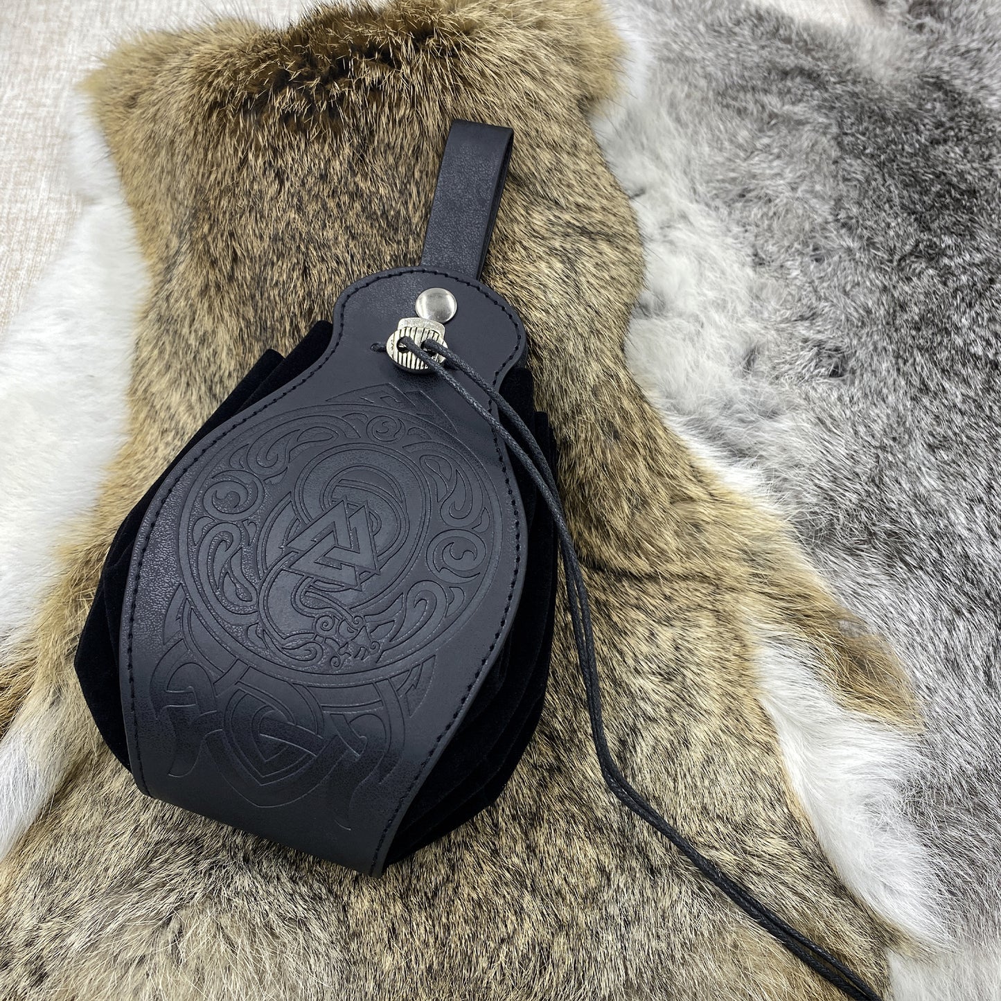 HiiFeuer Medieval Faux Leather Pouch, Portable Drawstring Purse, Vintage Belt Pouch Dice Bag For LARP Ren Faire