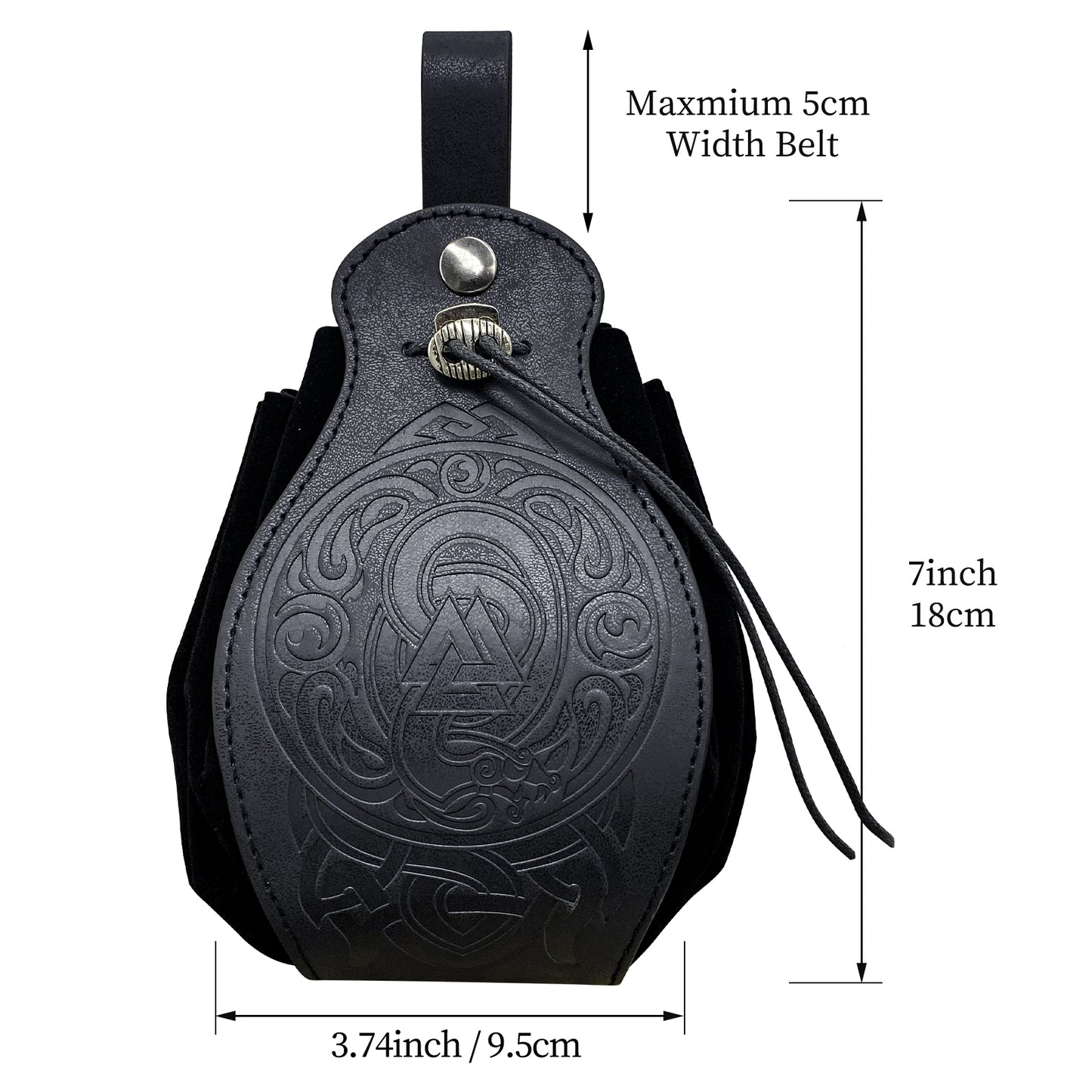 HiiFeuer Medieval Faux Leather Pouch, Portable Drawstring Purse, Vintage Belt Pouch Dice Bag For LARP Ren Faire