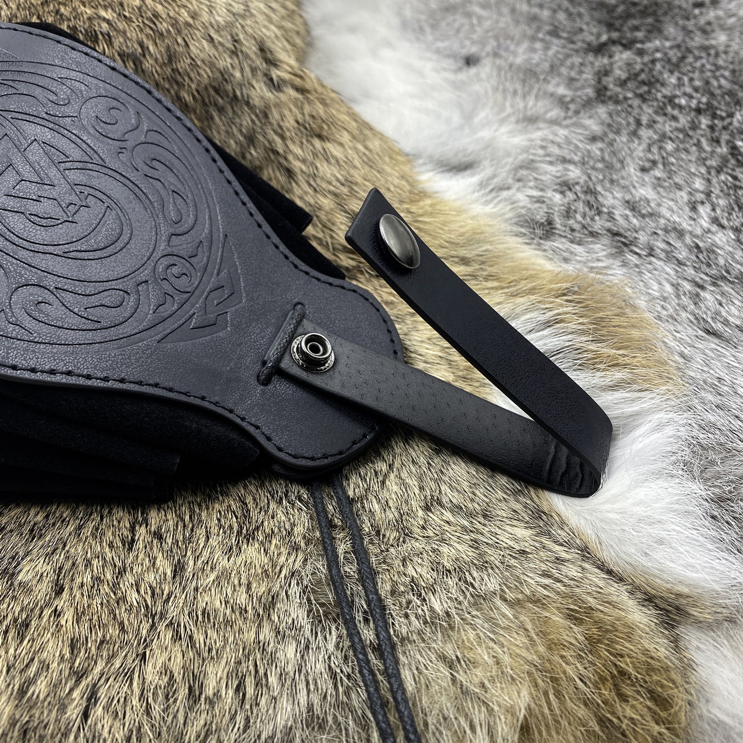 HiiFeuer Medieval Faux Leather Pouch, Portable Drawstring Purse, Vintage Belt Pouch Dice Bag For LARP Ren Faire