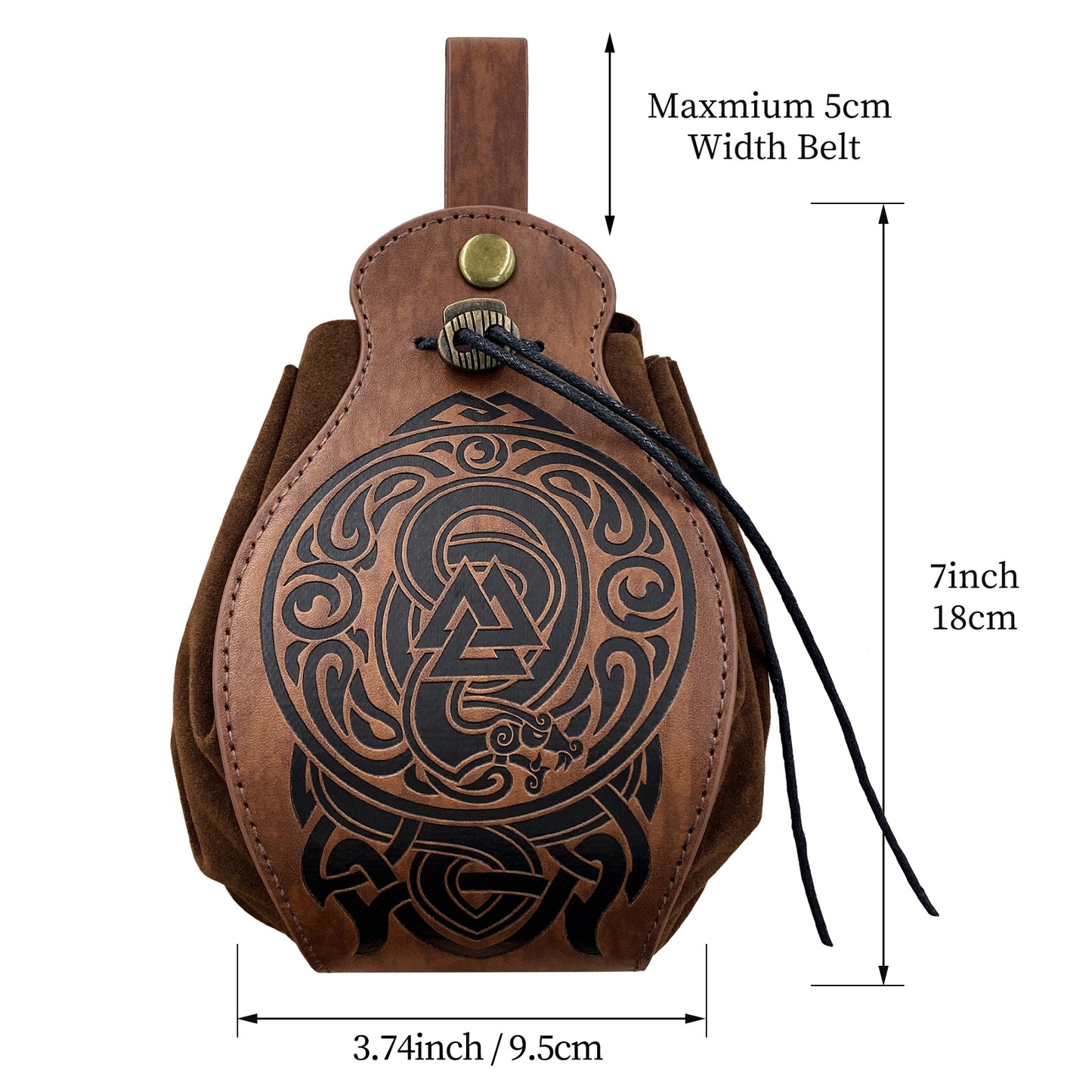 HiiFeuer Medieval Faux Leather Pouch, Portable Drawstring Purse, Vintage Belt Pouch Dice Bag For LARP Ren Faire