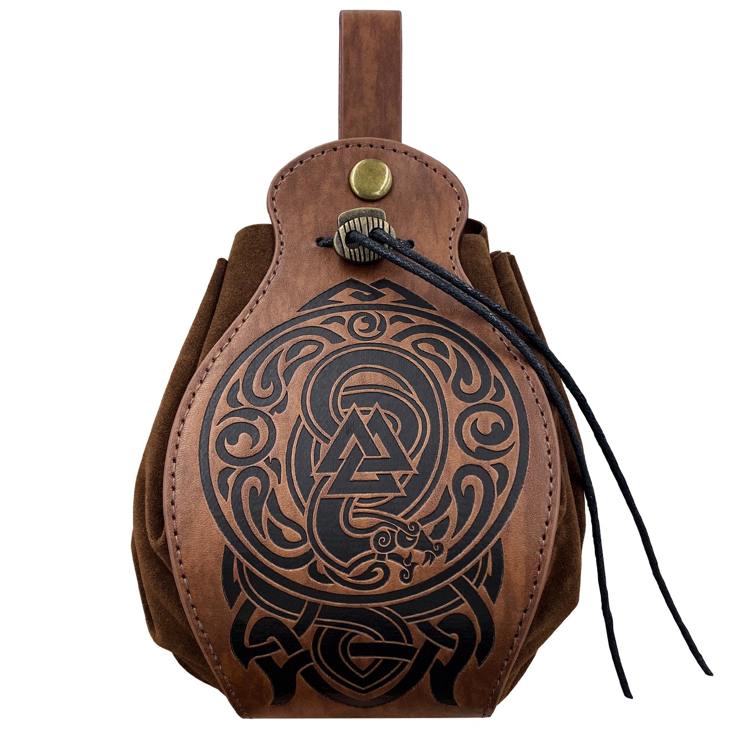 HiiFeuer Medieval Faux Leather Pouch, Portable Drawstring Purse, Vintage Belt Pouch Dice Bag For LARP Ren Faire
