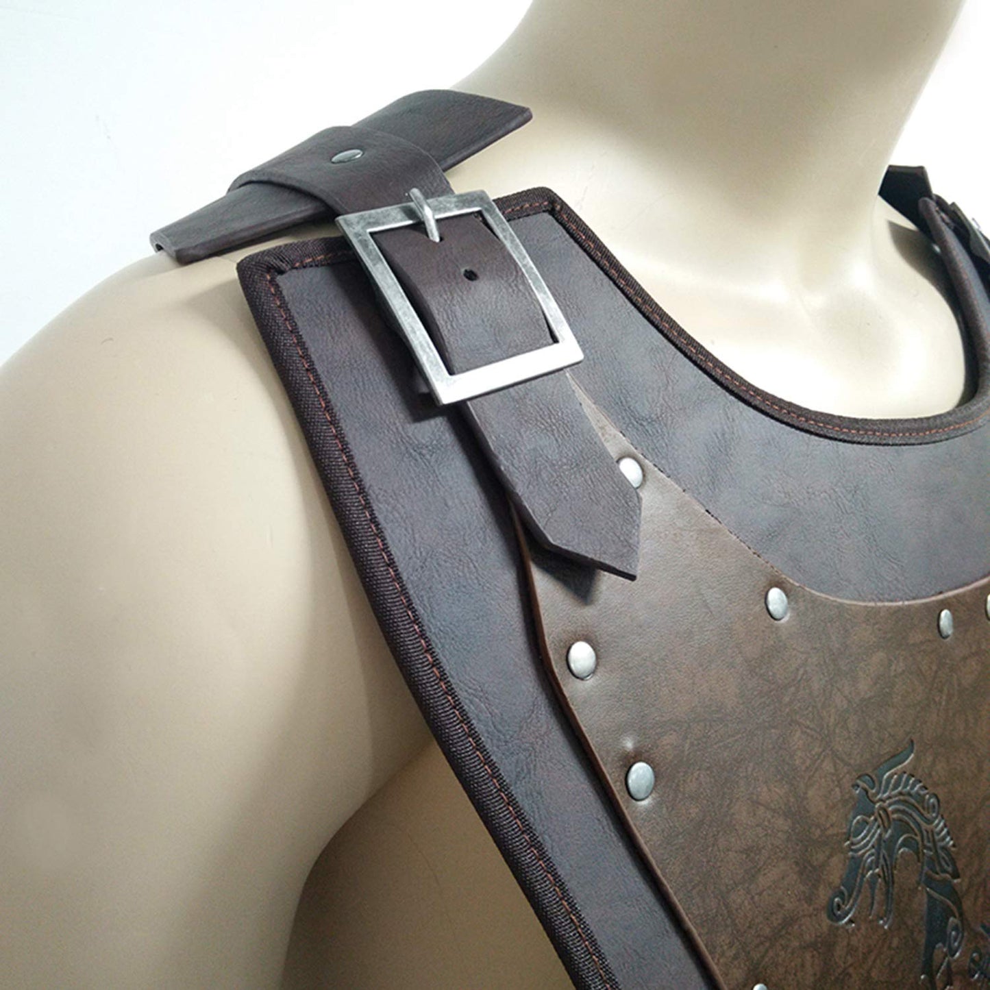 HiiFeuer Viking Warrior PU Leather Chest Armor, Retro Knight Leather Body Armor, Medieval Armor for LARP/Cosplay
