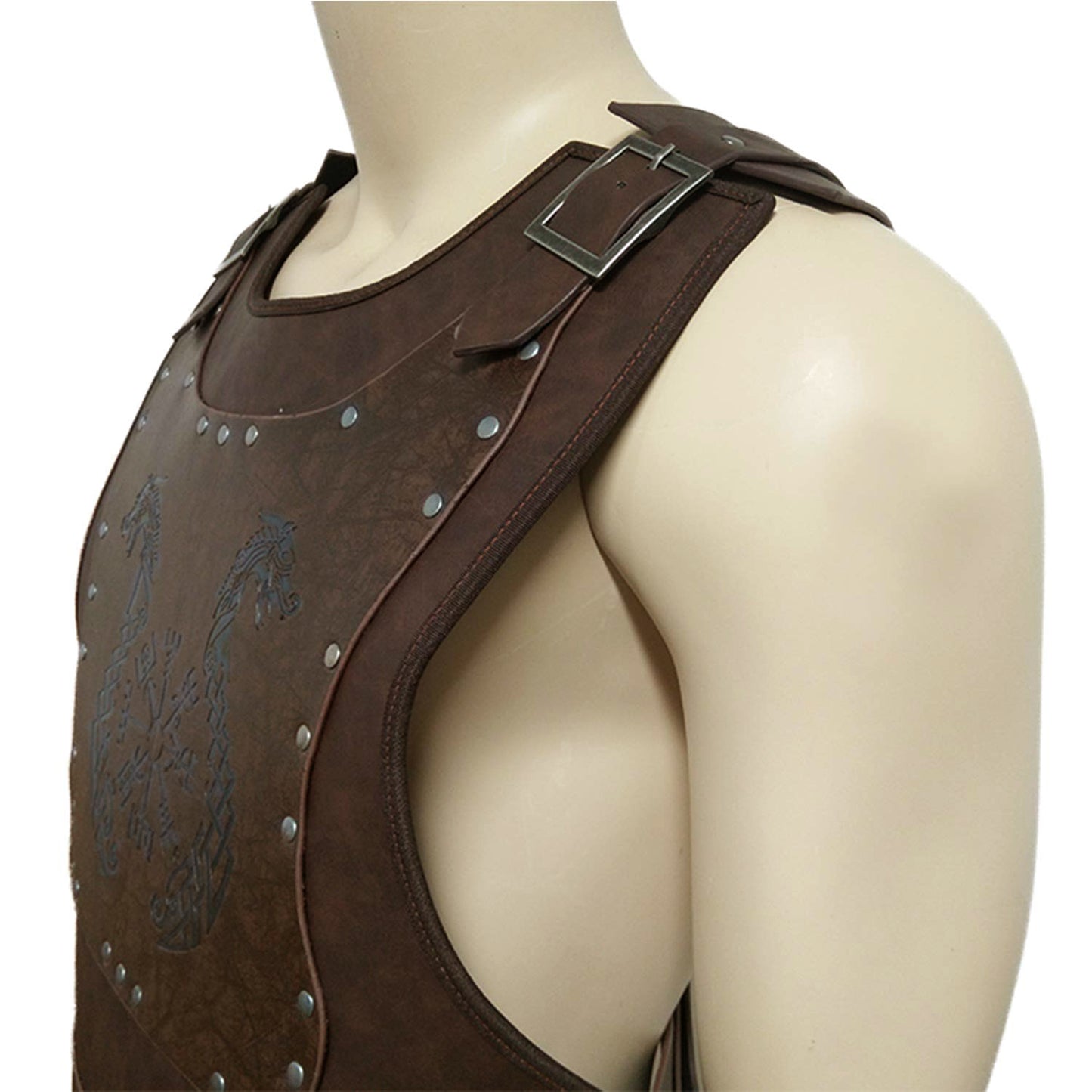 HiiFeuer Viking Warrior PU Leather Chest Armor, Retro Knight Leather Body Armor, Medieval Armor for LARP/Cosplay