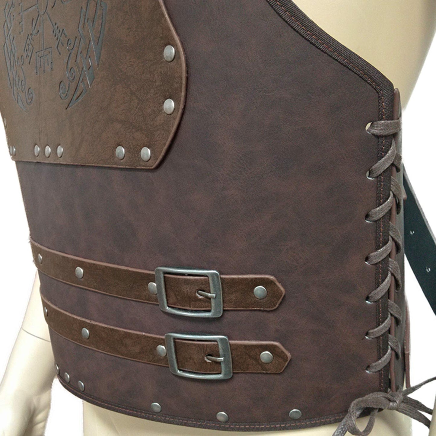 HiiFeuer Viking Warrior PU Leather Chest Armor, Retro Knight Leather Body Armor, Medieval Armor for LARP/Cosplay