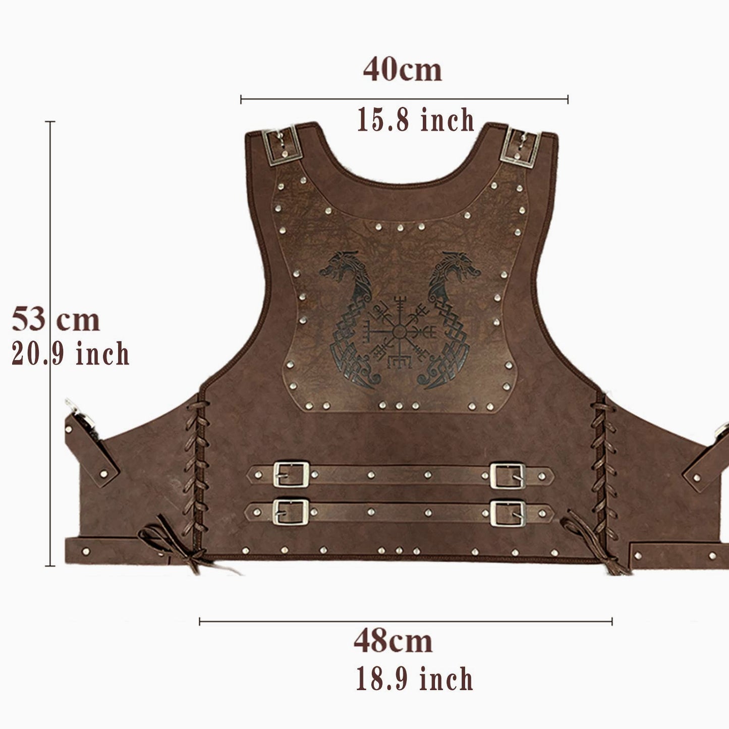 HiiFeuer Viking Warrior PU Leather Chest Armor, Retro Knight Leather Body Armor, Medieval Armor for LARP/Cosplay