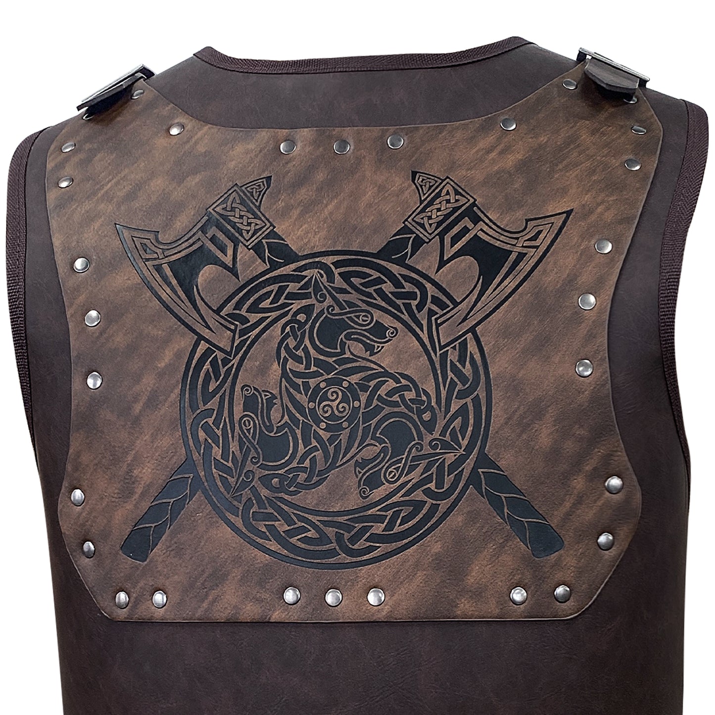HiiFeuer Viking Warrior PU Leather Chest Armor, Retro Knight Leather Body Armor, Medieval Armor for LARP/Cosplay