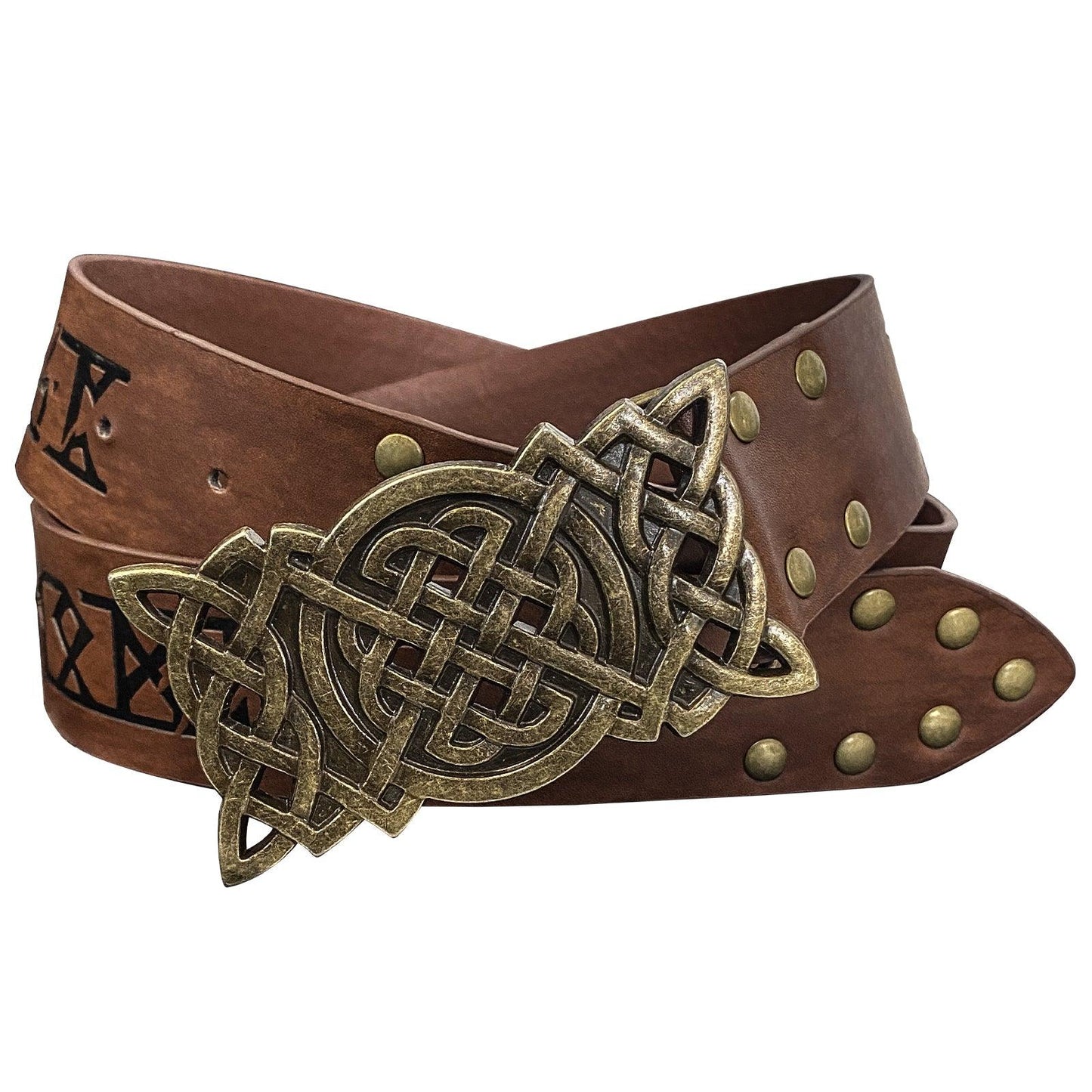 HiiFeuer Viking Embossed Buckle Belt, Nordic Faux Leather Knight Belt, Retro Medieval Warrior Belt for LARP Cosplay Halloween