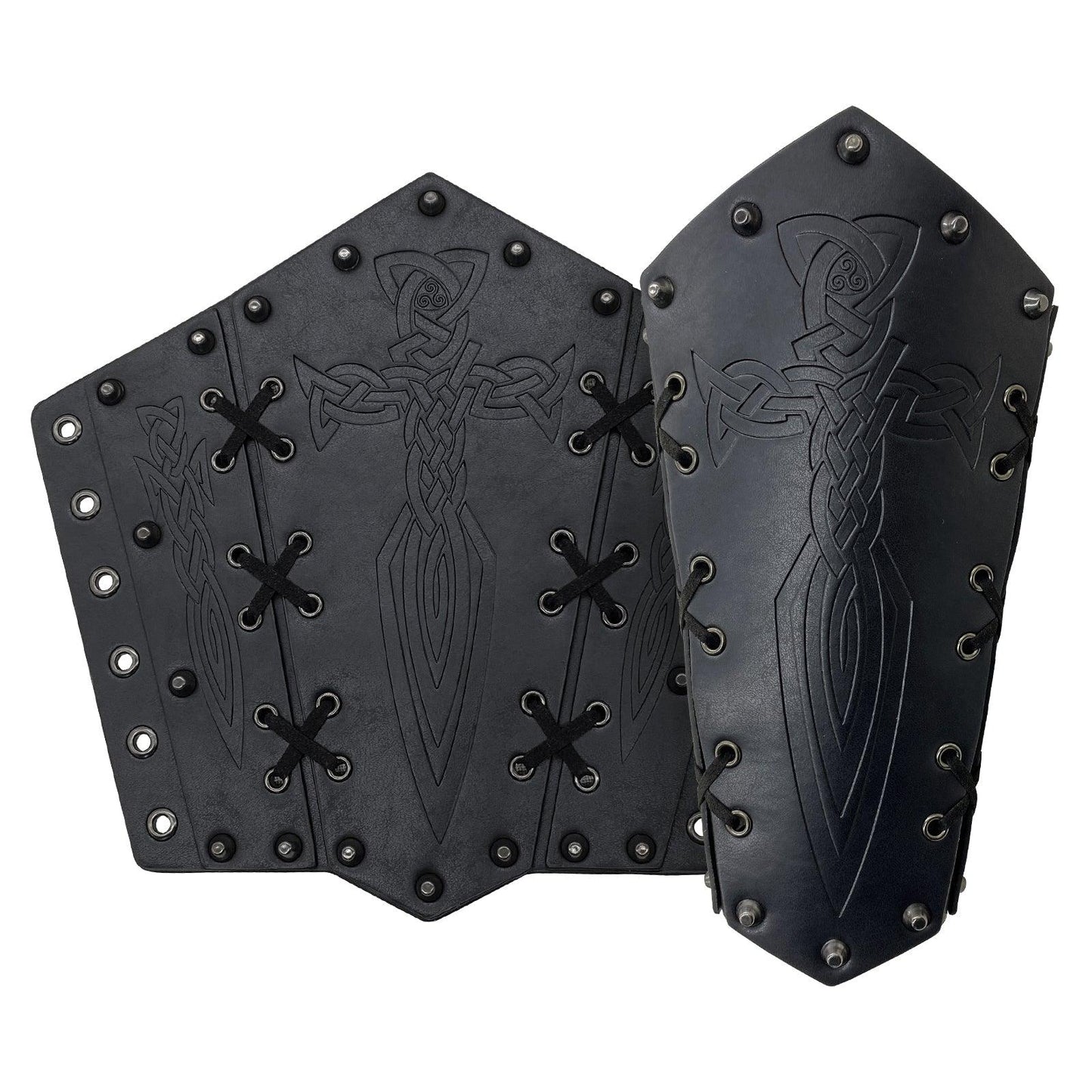 HiiFeuer Medieval Embossed Arm Bracers, Retro Faux Leather Knight Arm Gauntlets, Vintage Renaissance Arm Guards