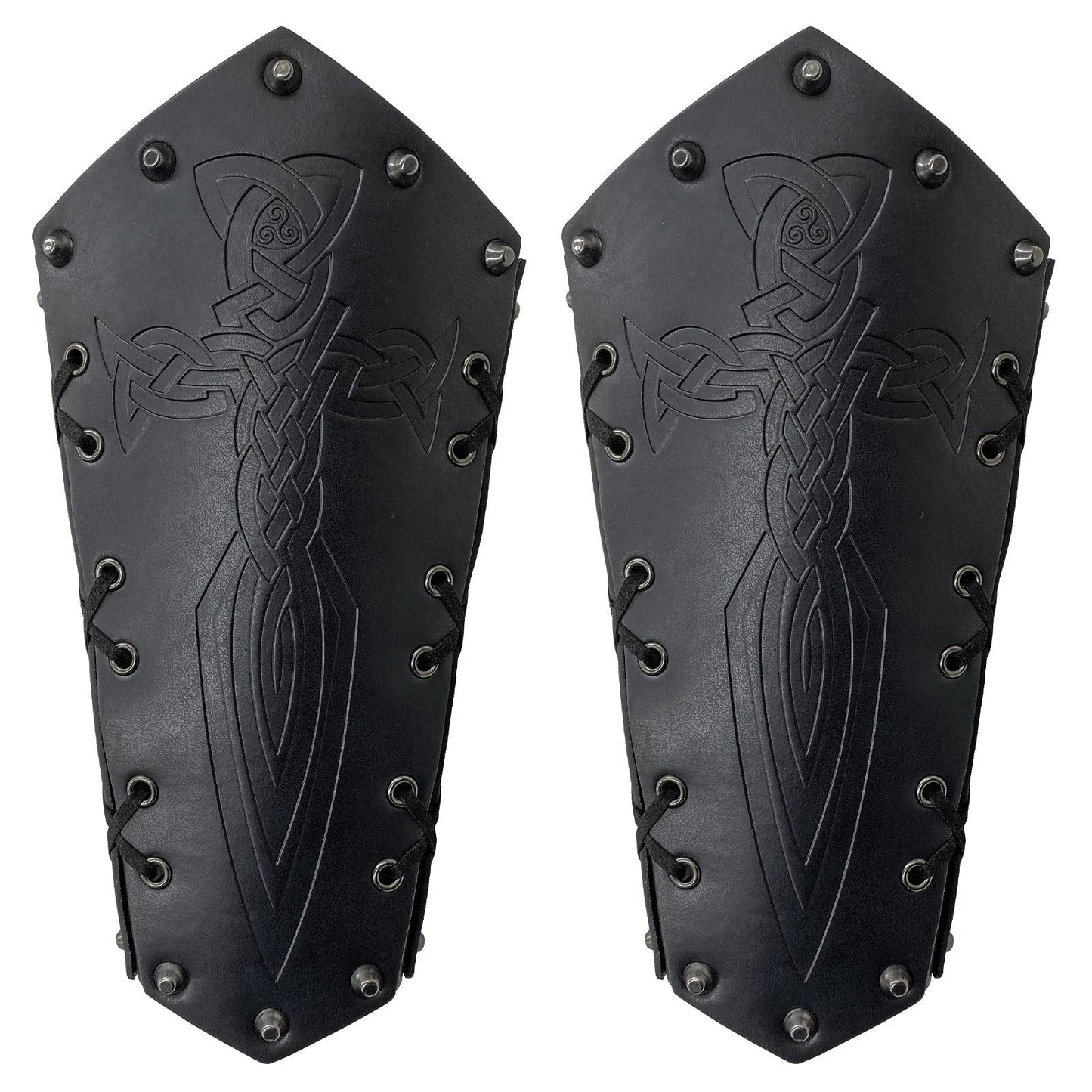 HiiFeuer Medieval Embossed Arm Bracers, Retro Faux Leather Knight Arm Gauntlets, Vintage Renaissance Arm Guards
