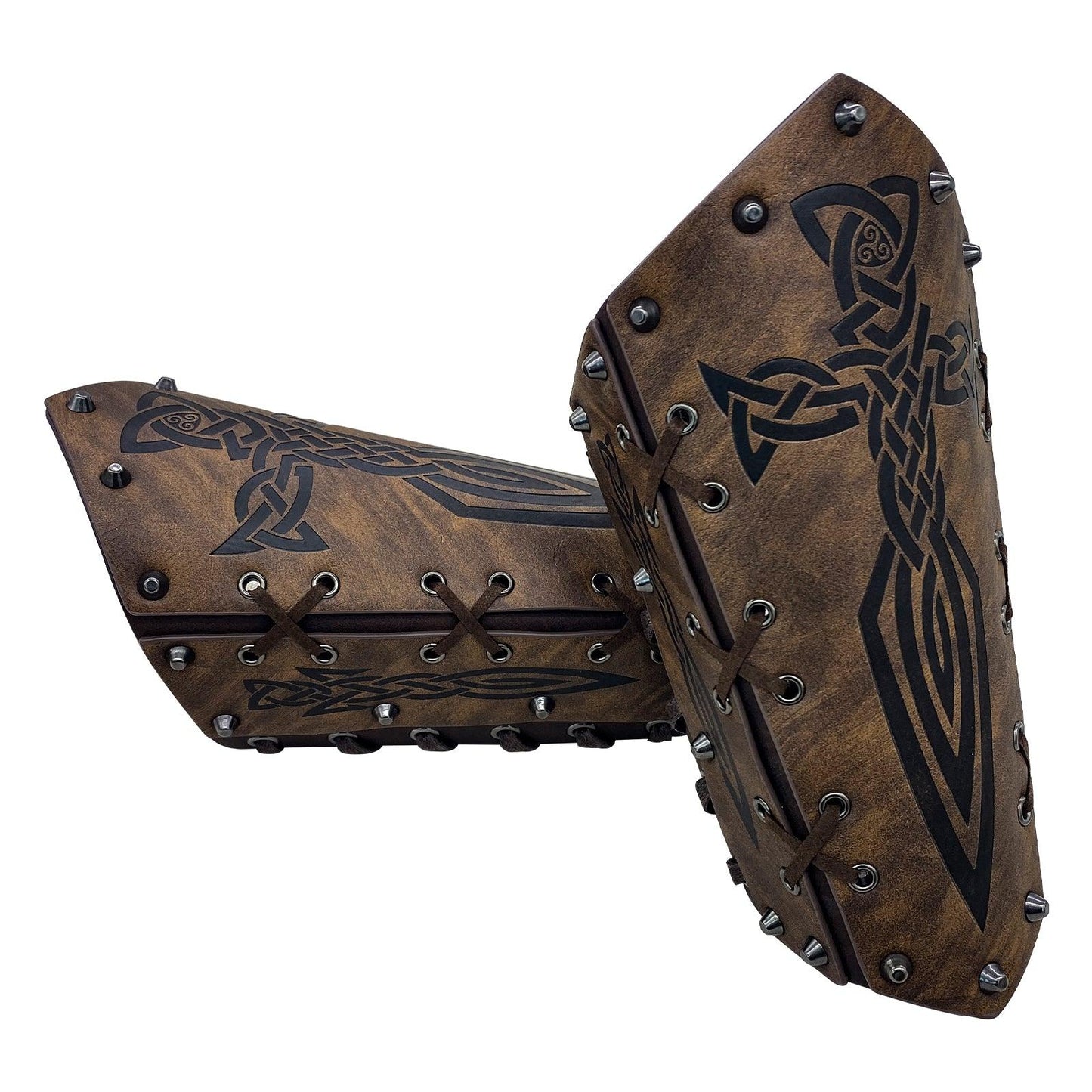 HiiFeuer Medieval Embossed Arm Bracers, Retro Faux Leather Knight Arm Gauntlets, Vintage Renaissance Arm Guards