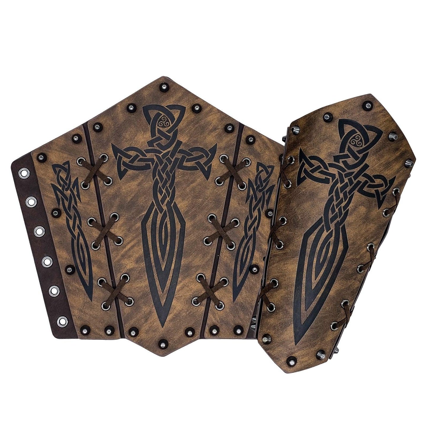 HiiFeuer Medieval Embossed Arm Bracers, Retro Faux Leather Knight Arm Gauntlets, Vintage Renaissance Arm Guards
