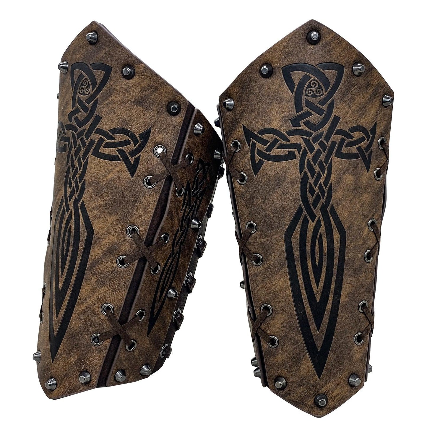 HiiFeuer Medieval Embossed Arm Bracers, Retro Faux Leather Knight Arm Gauntlets, Vintage Renaissance Arm Guards
