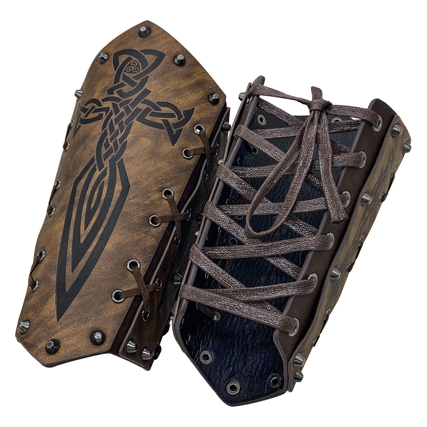 HiiFeuer Medieval Embossed Arm Bracers, Retro Faux Leather Knight Arm Gauntlets, Vintage Renaissance Arm Guards