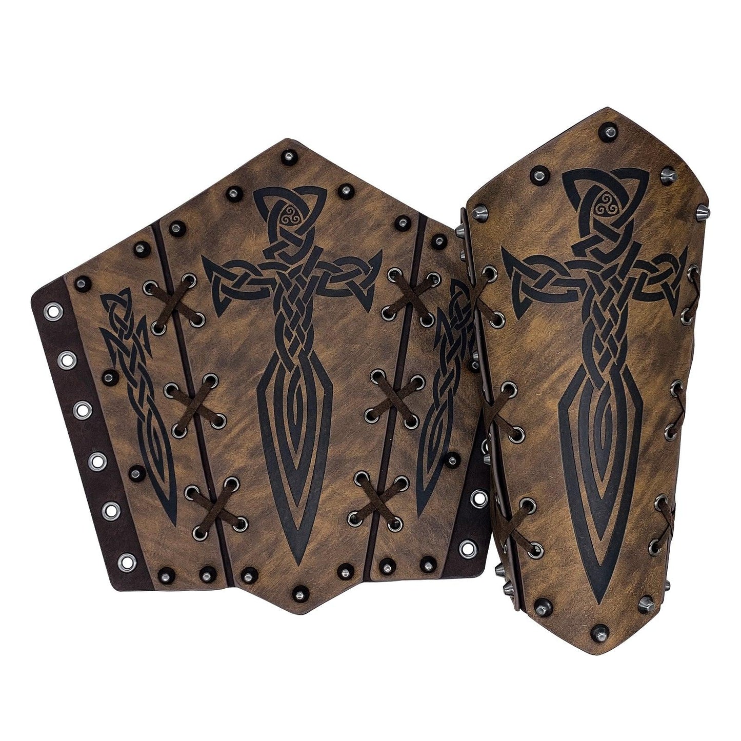 HiiFeuer Medieval Embossed Arm Bracers, Retro Faux Leather Knight Arm Gauntlets, Vintage Renaissance Arm Guards