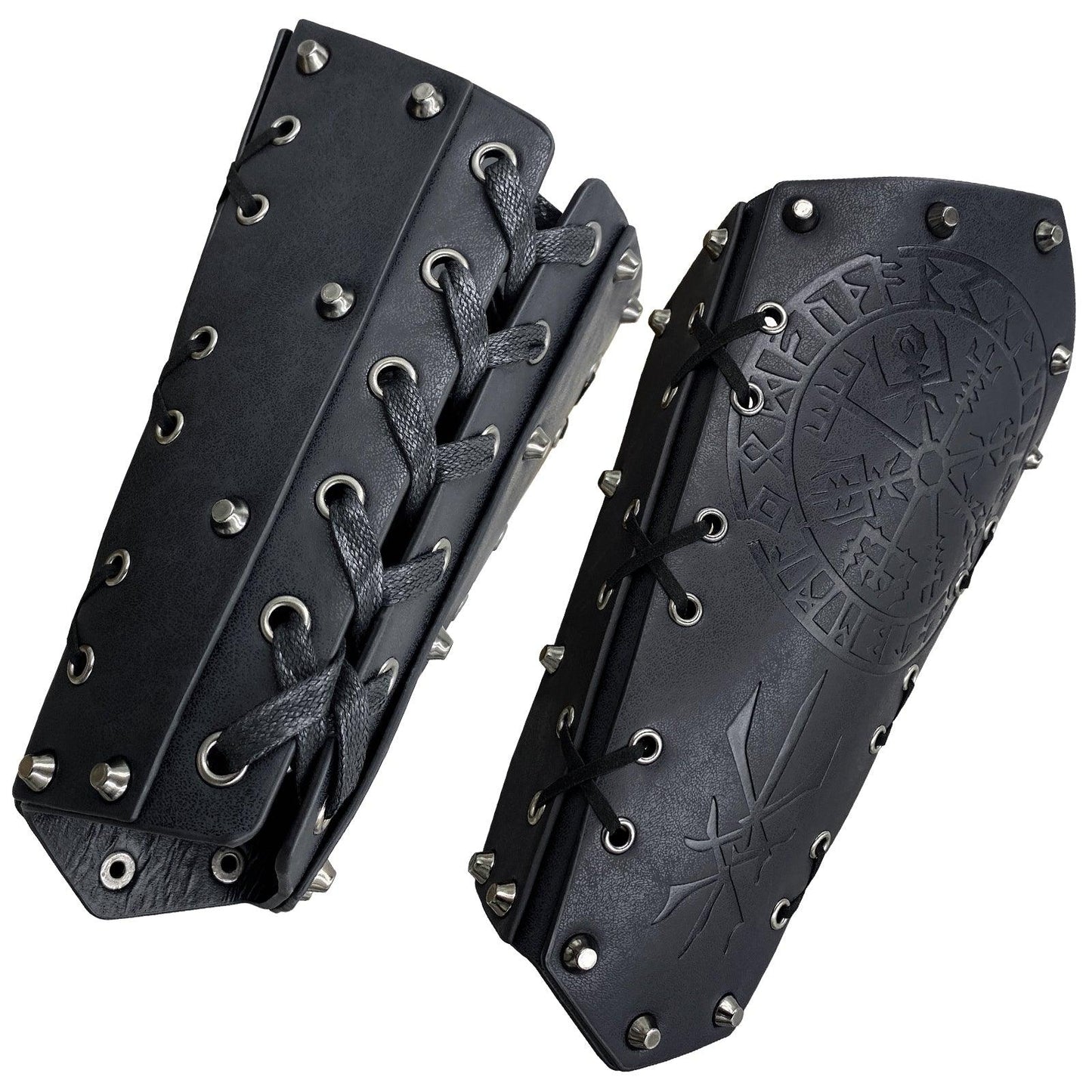 HiiFeuer Medieval Embossed Arm Bracers, Retro Faux Leather Knight Arm Gauntlets, Vintage Renaissance Arm Guards