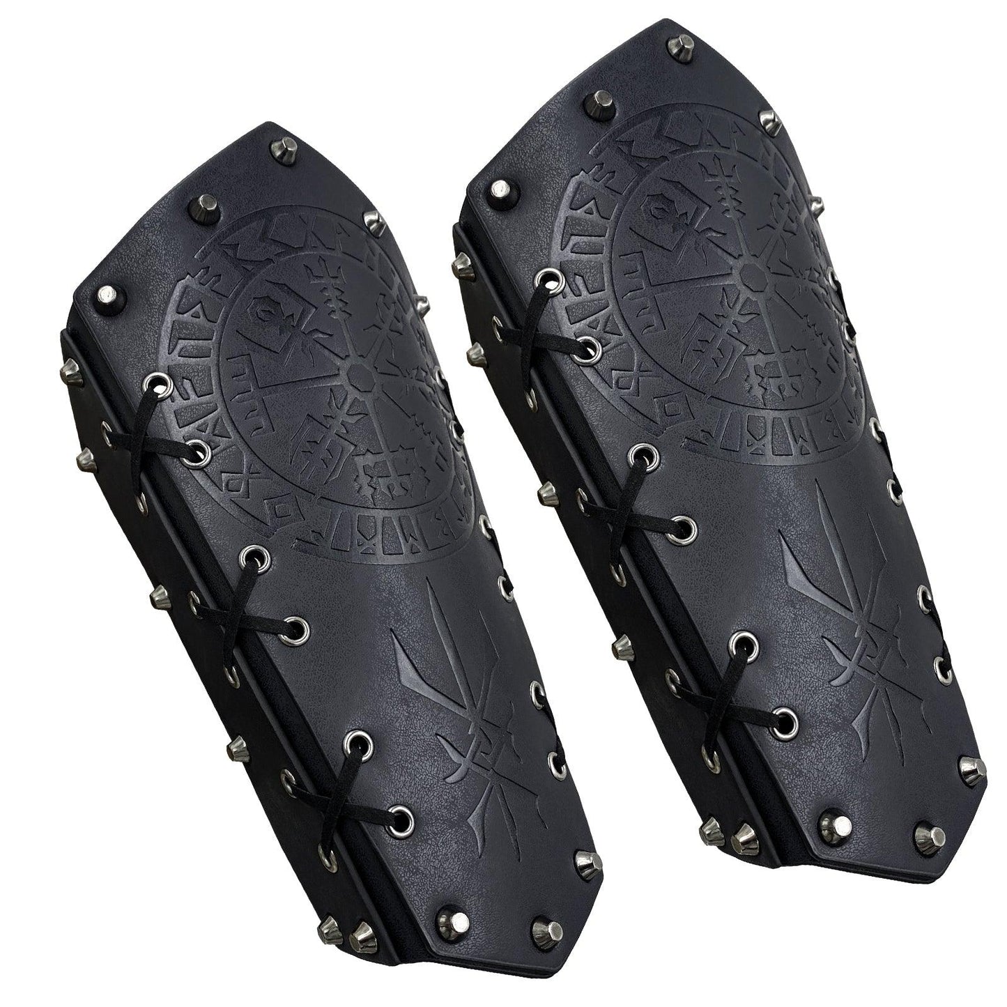 HiiFeuer Medieval Embossed Arm Bracers, Retro Faux Leather Knight Arm Gauntlets, Vintage Renaissance Arm Guards