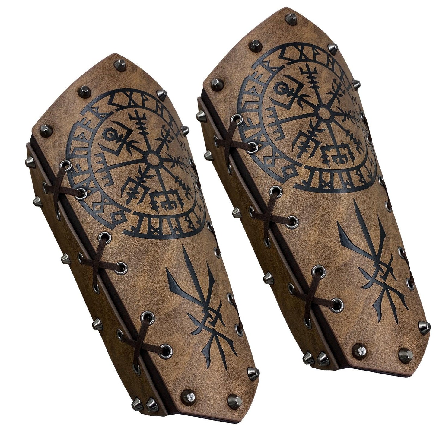 HiiFeuer Medieval Embossed Arm Bracers, Retro Faux Leather Knight Arm Gauntlets, Vintage Renaissance Arm Guards