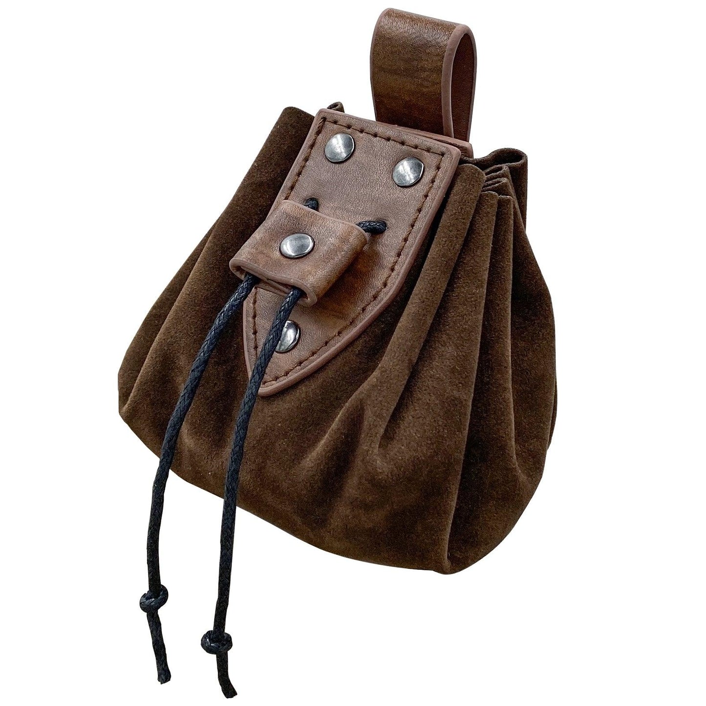 HiiFeuer Vintage Medieval Faux Leather Drawstring Pouch, Middle Ages Portable Coin Purse, Rivets Belt Pouch Dice Bag For LARP Ren Faire