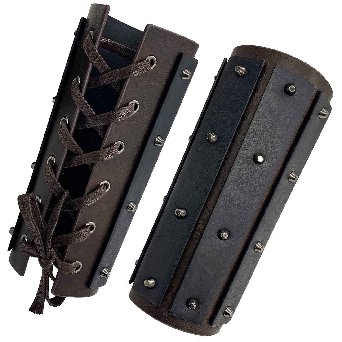 HiiFeuer Medieval Brigandine Arm Guards, Mercenary Faux Leather Gauntlet, Vintage Renaissance Knight Arm Bracers