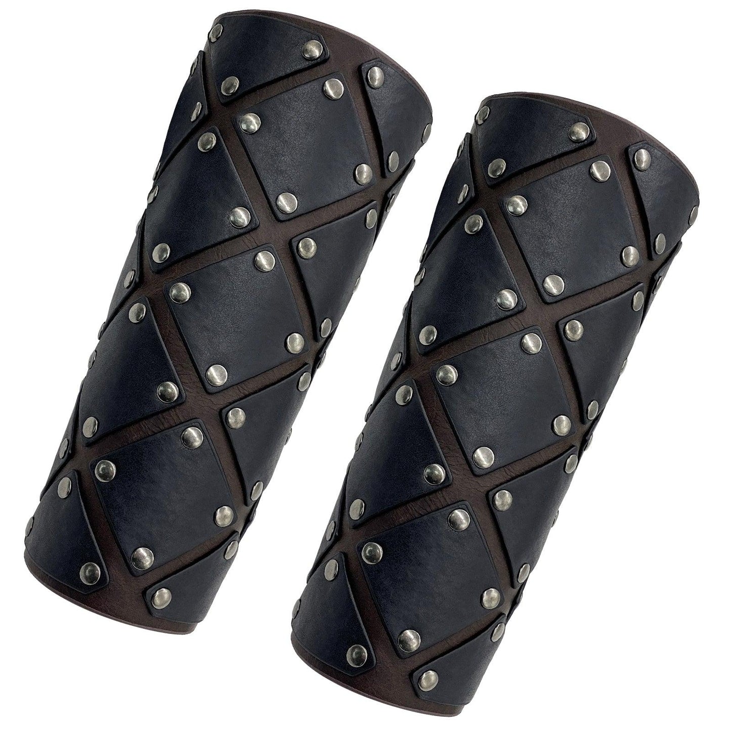 HiiFeuer Medieval Brigandine Arm Guards, Mercenary Faux Leather Gauntlet, Vintage Renaissance Knight Arm Bracers