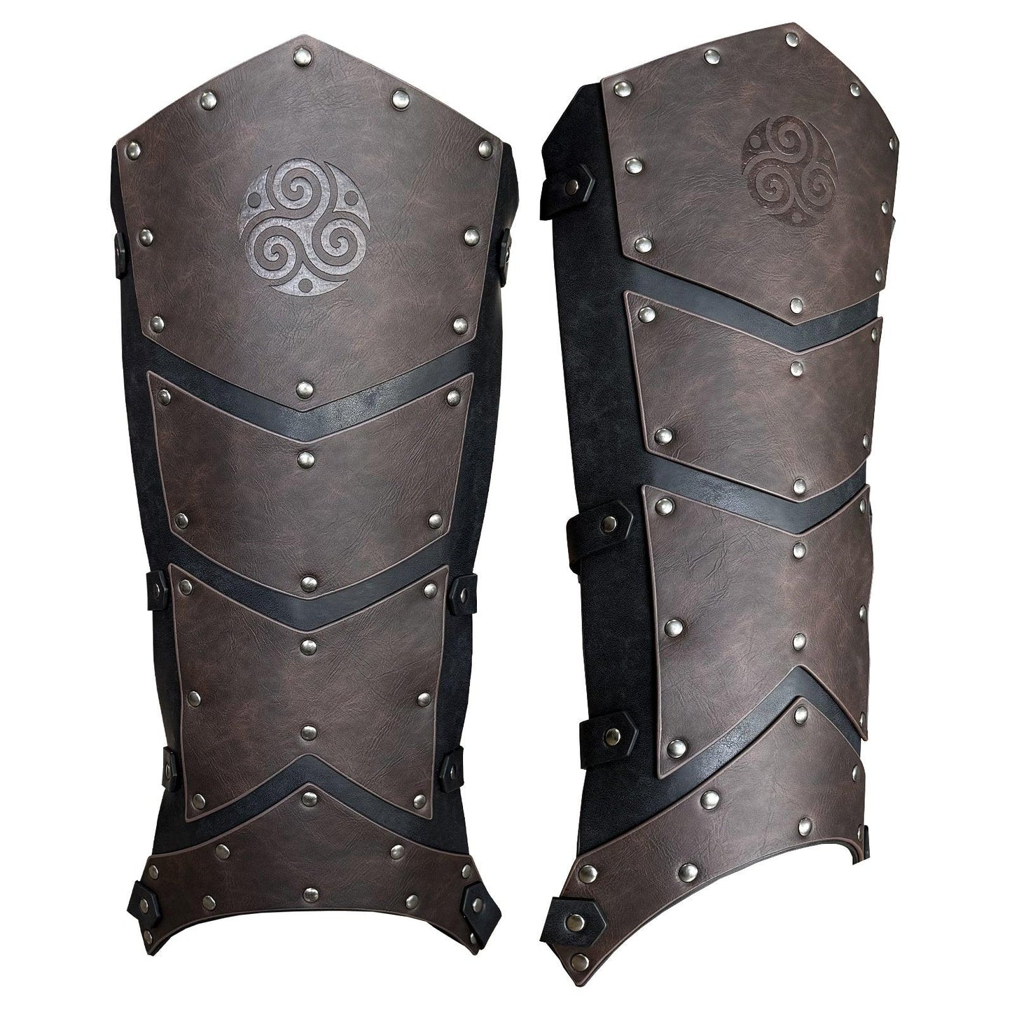 HiiFeuer Medieval Faux Leather Leg Gaiters, Vintage Middle Ages Knight Leg Armor, Mercenary Leg Guards for LARP