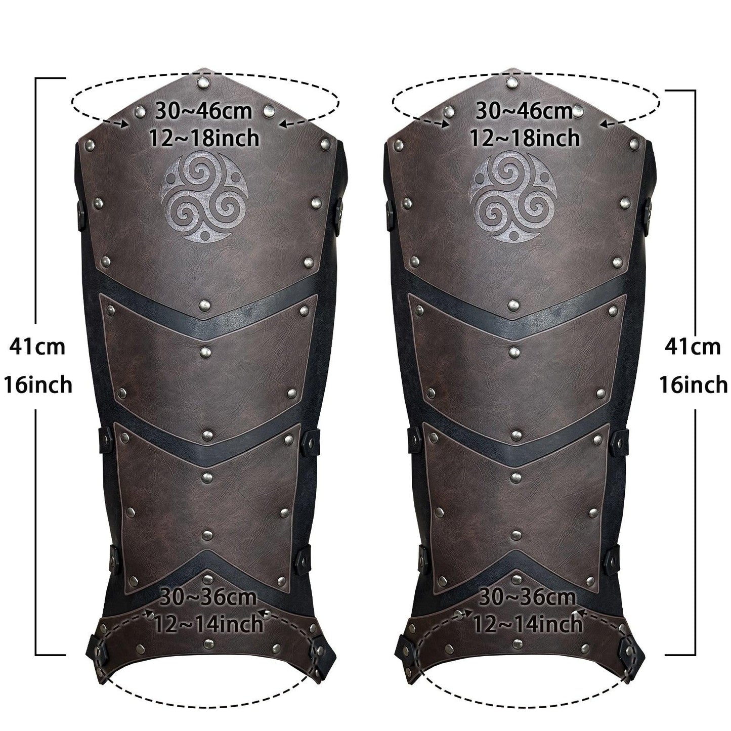 HiiFeuer Medieval Faux Leather Leg Gaiters, Vintage Middle Ages Knight Leg Armor, Mercenary Leg Guards for LARP