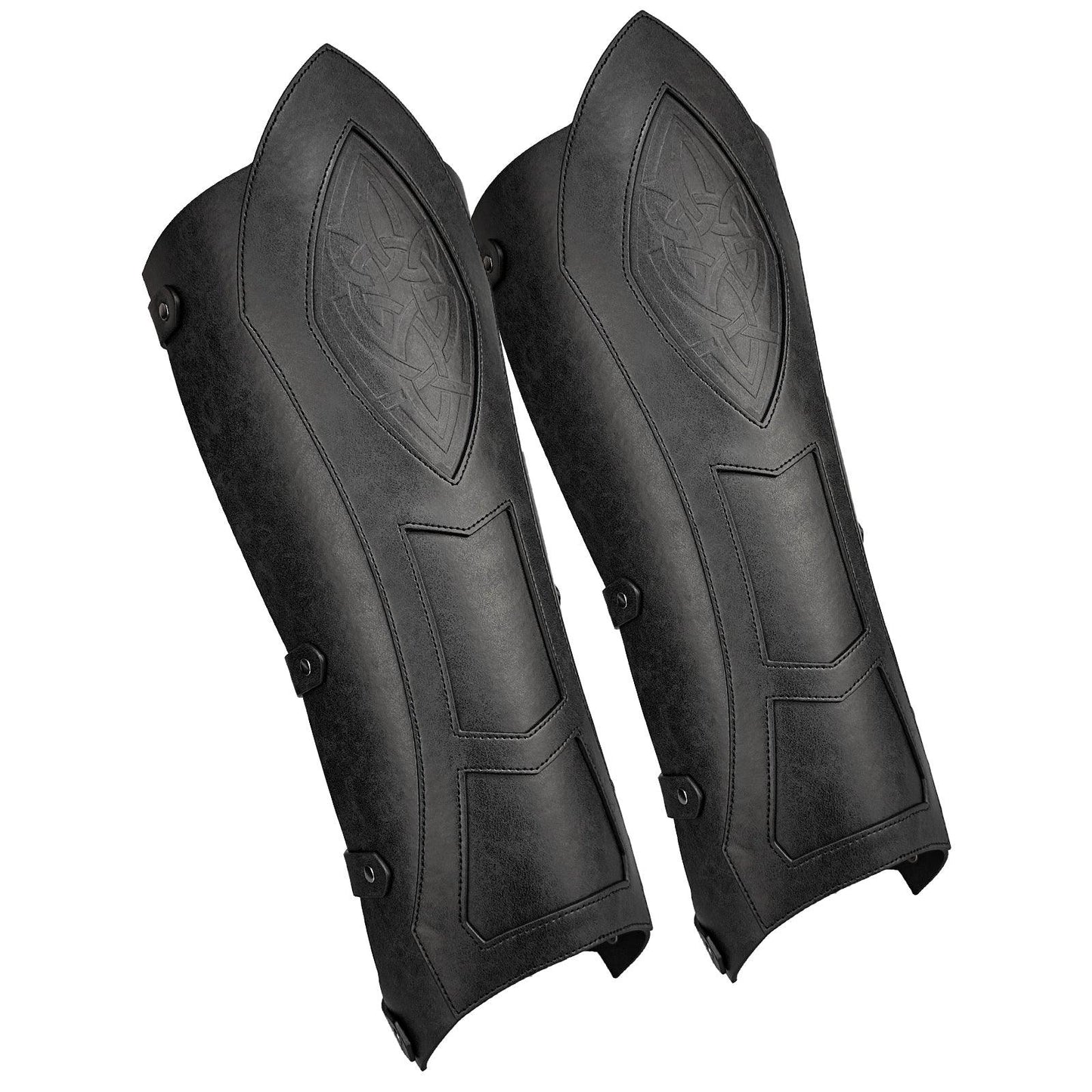 HiiFeuer Medieval Faux Leather Leg Gaiters, Vintage Middle Ages Knight Leg Armor, Mercenary Leg Guards for LARP