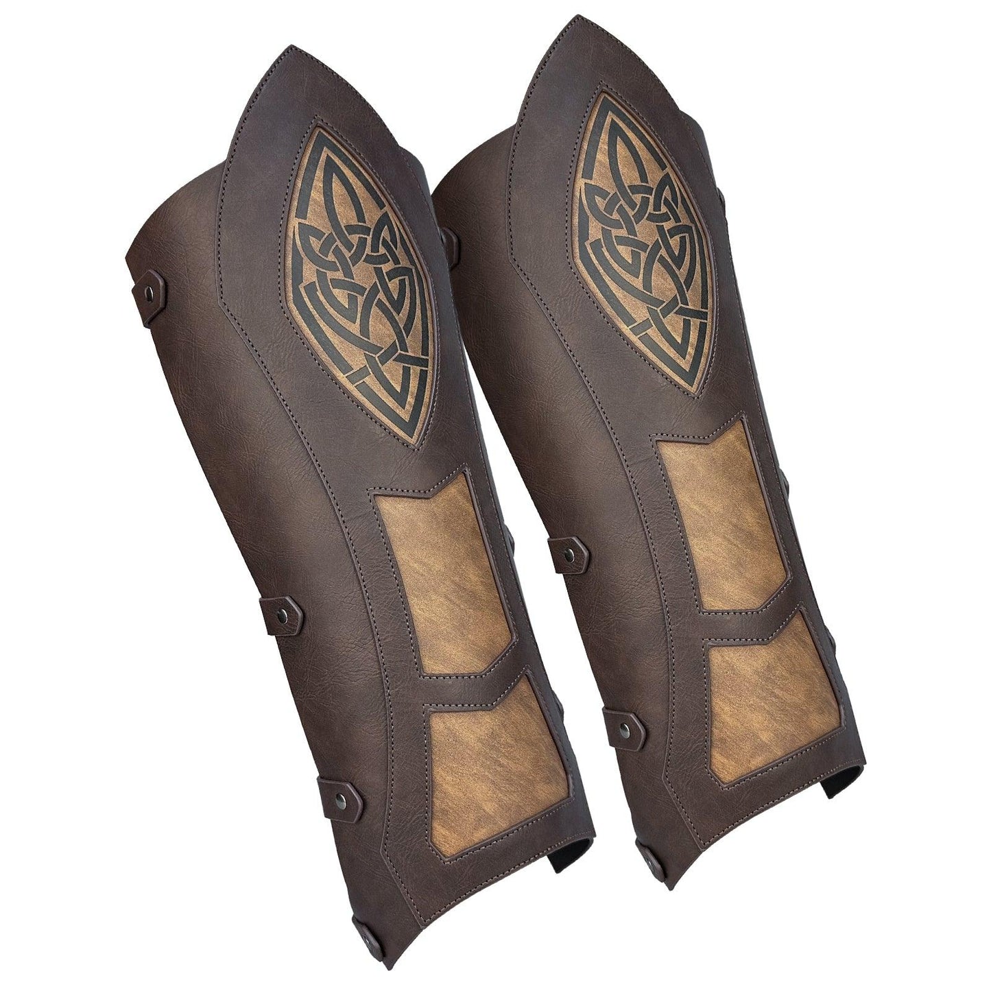 HiiFeuer Medieval Faux Leather Leg Gaiters, Vintage Middle Ages Knight Leg Armor, Mercenary Leg Guards for LARP