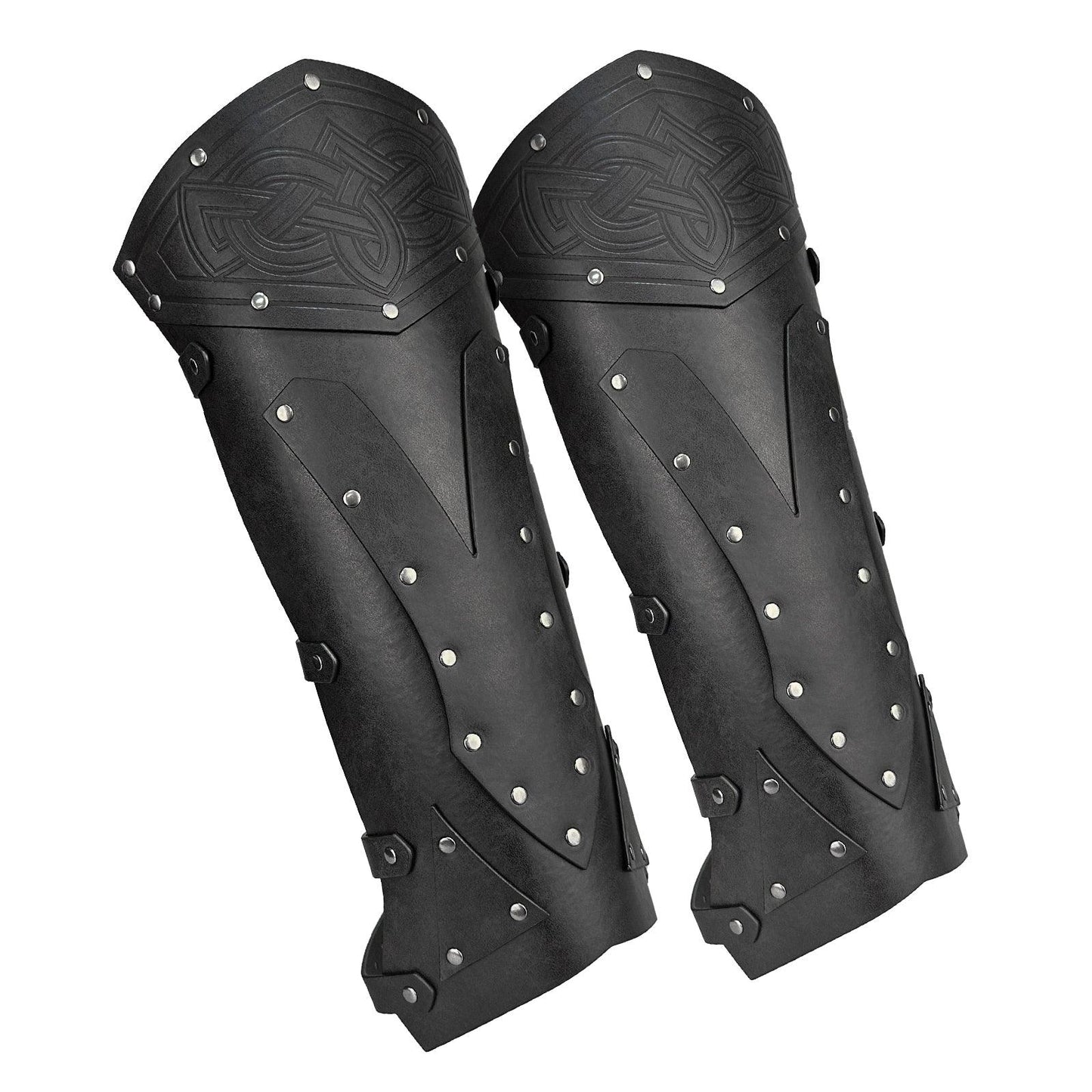 HiiFeuer Medieval Faux Leather Leg Gaiters, Vintage Middle Ages Knight Leg Armor, Mercenary Leg Guards for LARP