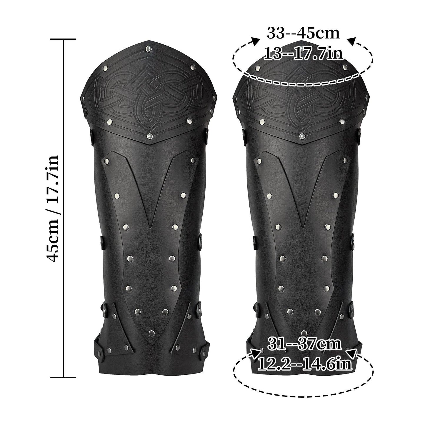 HiiFeuer Medieval Faux Leather Leg Gaiters, Vintage Middle Ages Knight Leg Armor, Mercenary Leg Guards for LARP