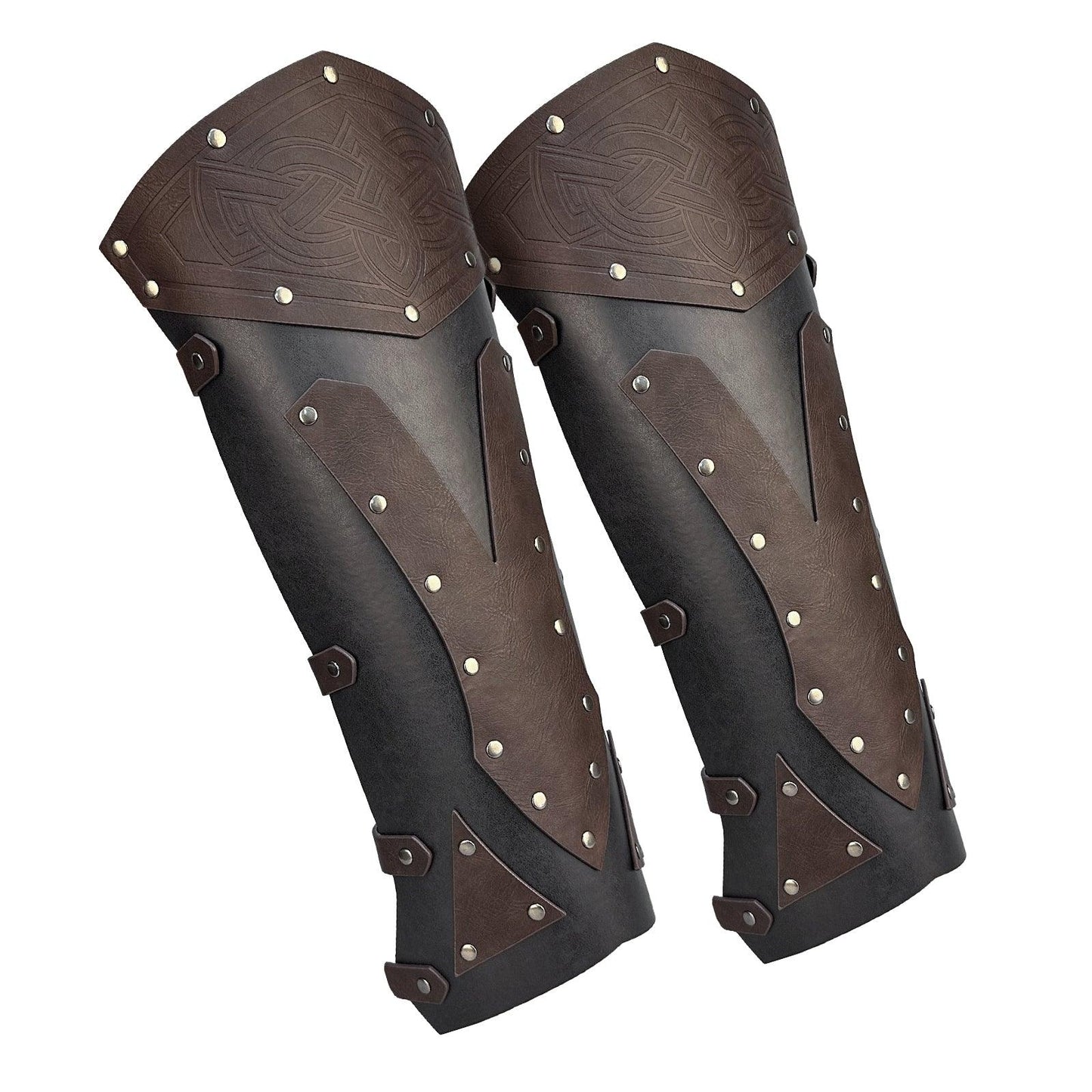 HiiFeuer Medieval Faux Leather Leg Gaiters, Vintage Middle Ages Knight Leg Armor, Mercenary Leg Guards for LARP