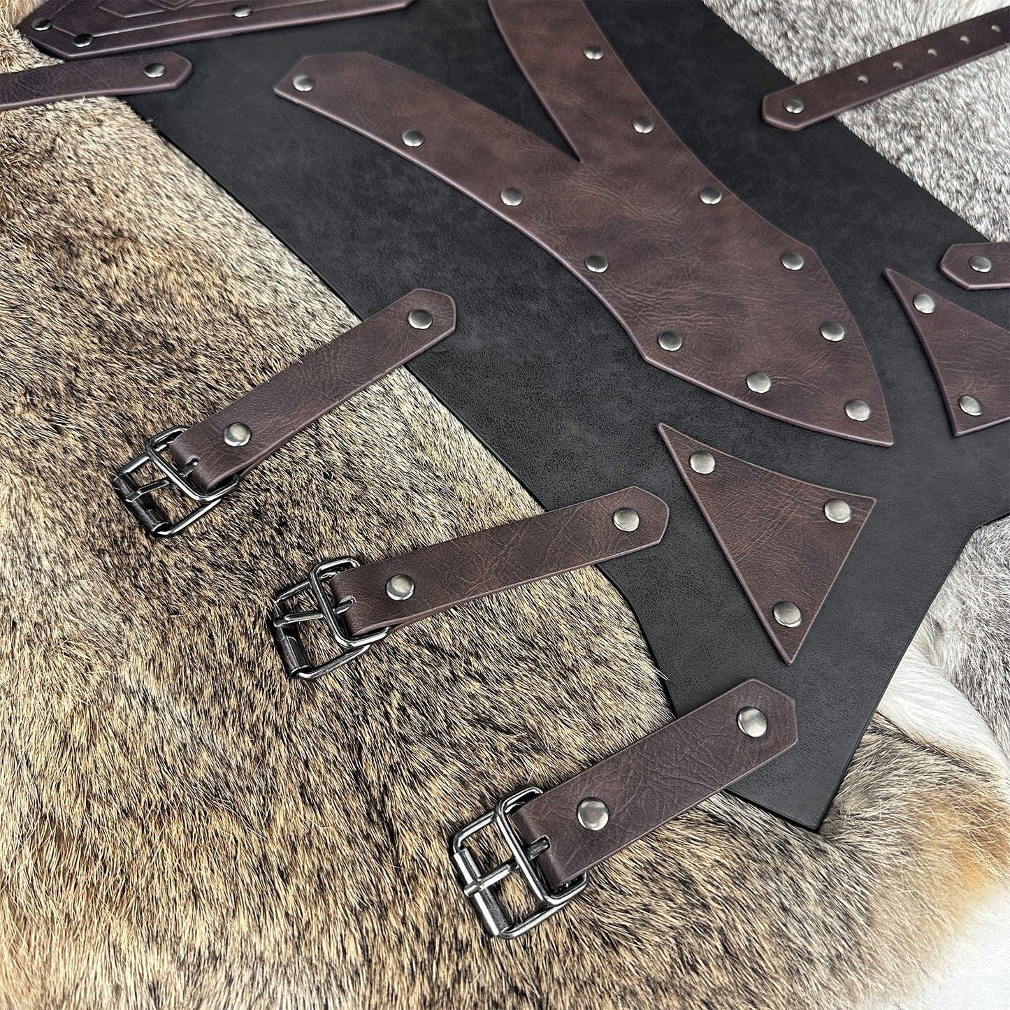 HiiFeuer Medieval Faux Leather Leg Gaiters, Vintage Middle Ages Knight Leg Armor, Mercenary Leg Guards for LARP