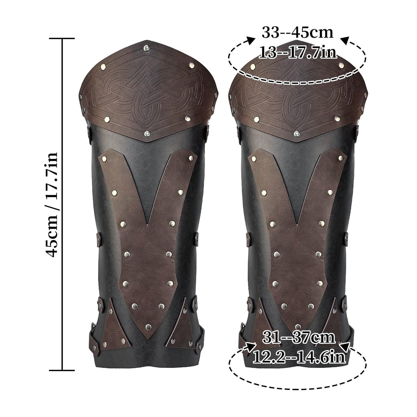 HiiFeuer Medieval Faux Leather Leg Gaiters, Vintage Middle Ages Knight Leg Armor, Mercenary Leg Guards for LARP